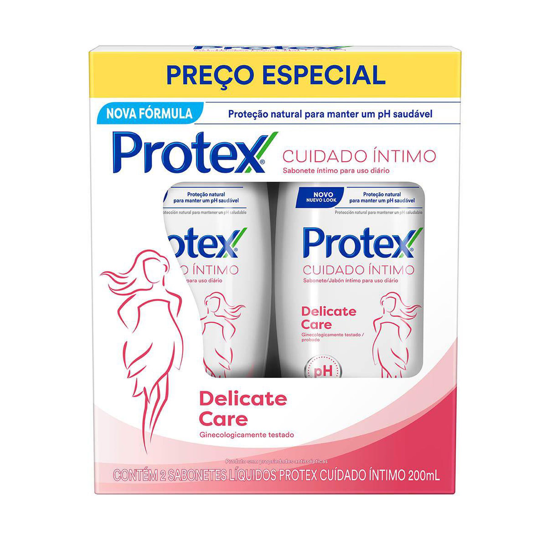 Sabonete &Iacute;ntimo L&iacute;quido Cuidado &Iacute;ntimo Delicate Care Protex Frasco 2x200ml