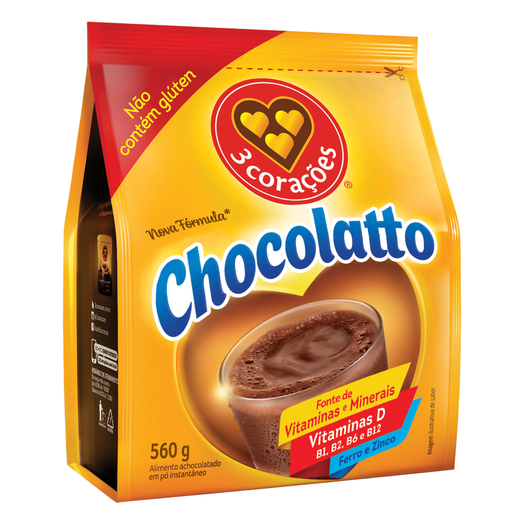 Achocolatado em Pó Chocolatto 3 Corações Pacote 560g