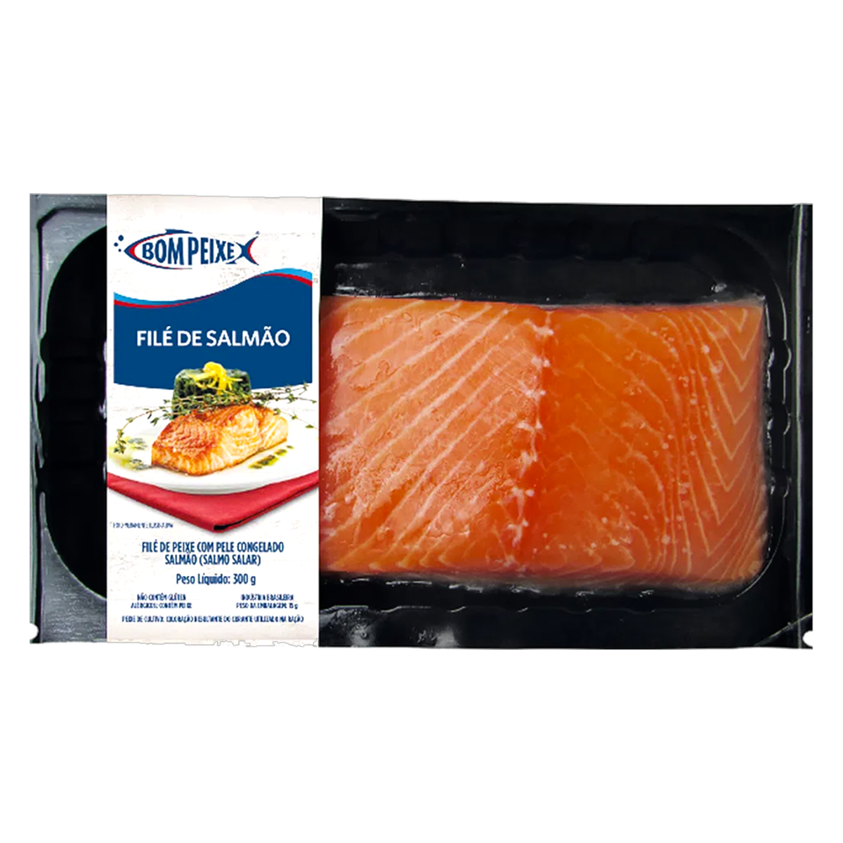 Fil&eacute; Salm&atilde;o Com Pele Bandeja Bom Peixe 300g