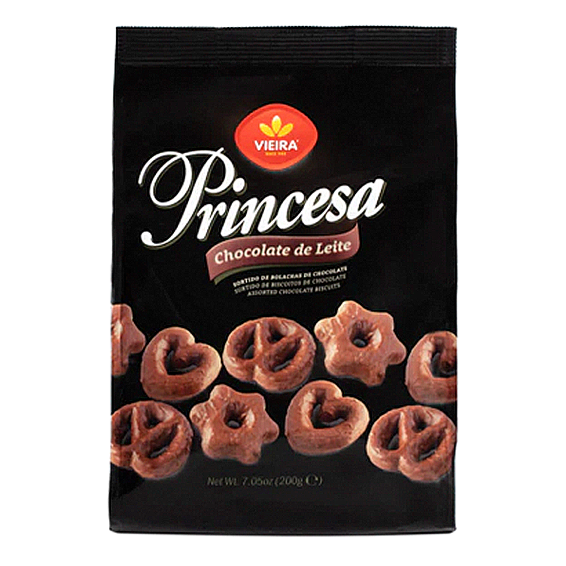 Biscoito Sortido Chocolate de Leite Princesa Vieira Pacote 200g