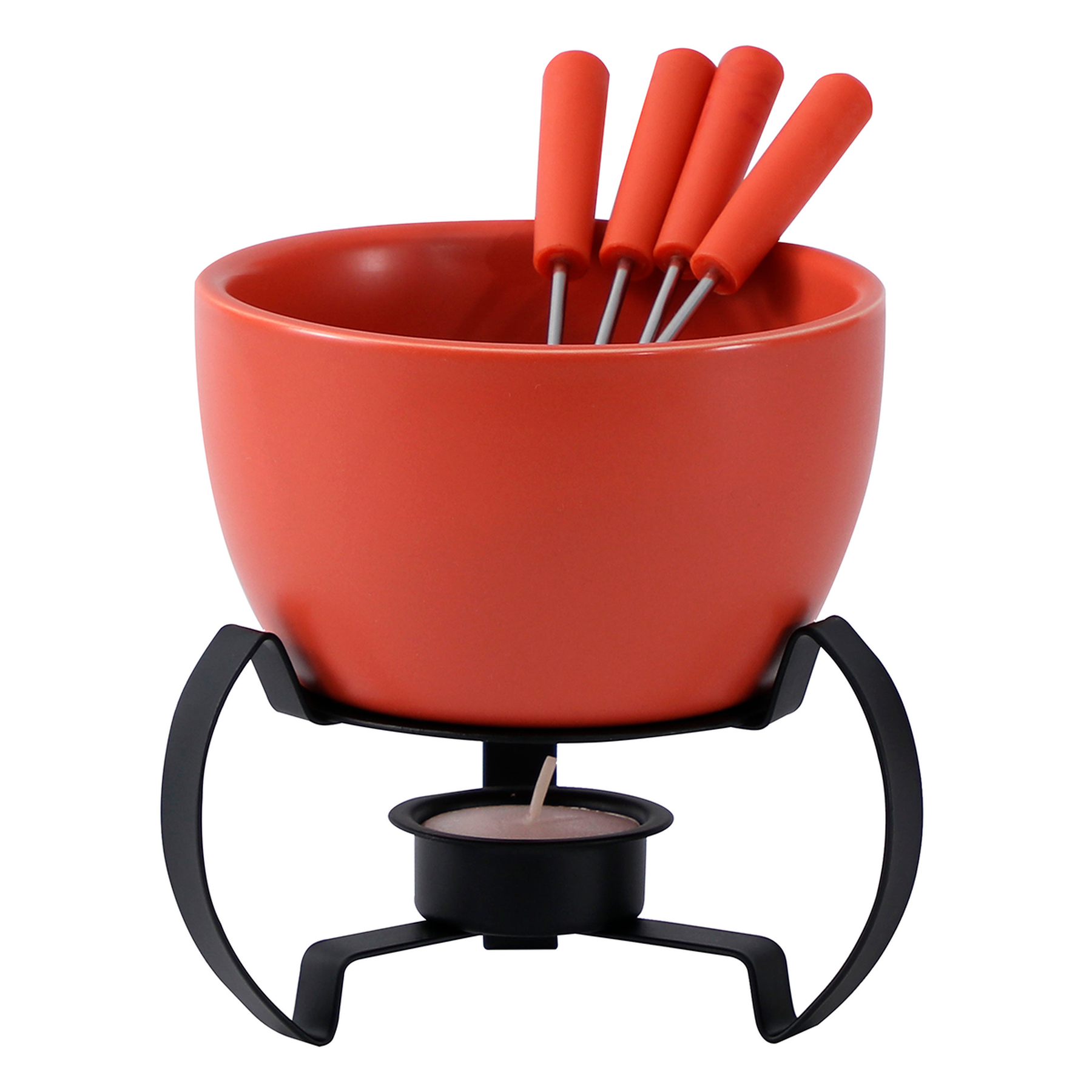 Aparelho de Fondue em Cer&acirc;mica Vermelho 12,6x12,6cm Fracalanza C/7 Unidades