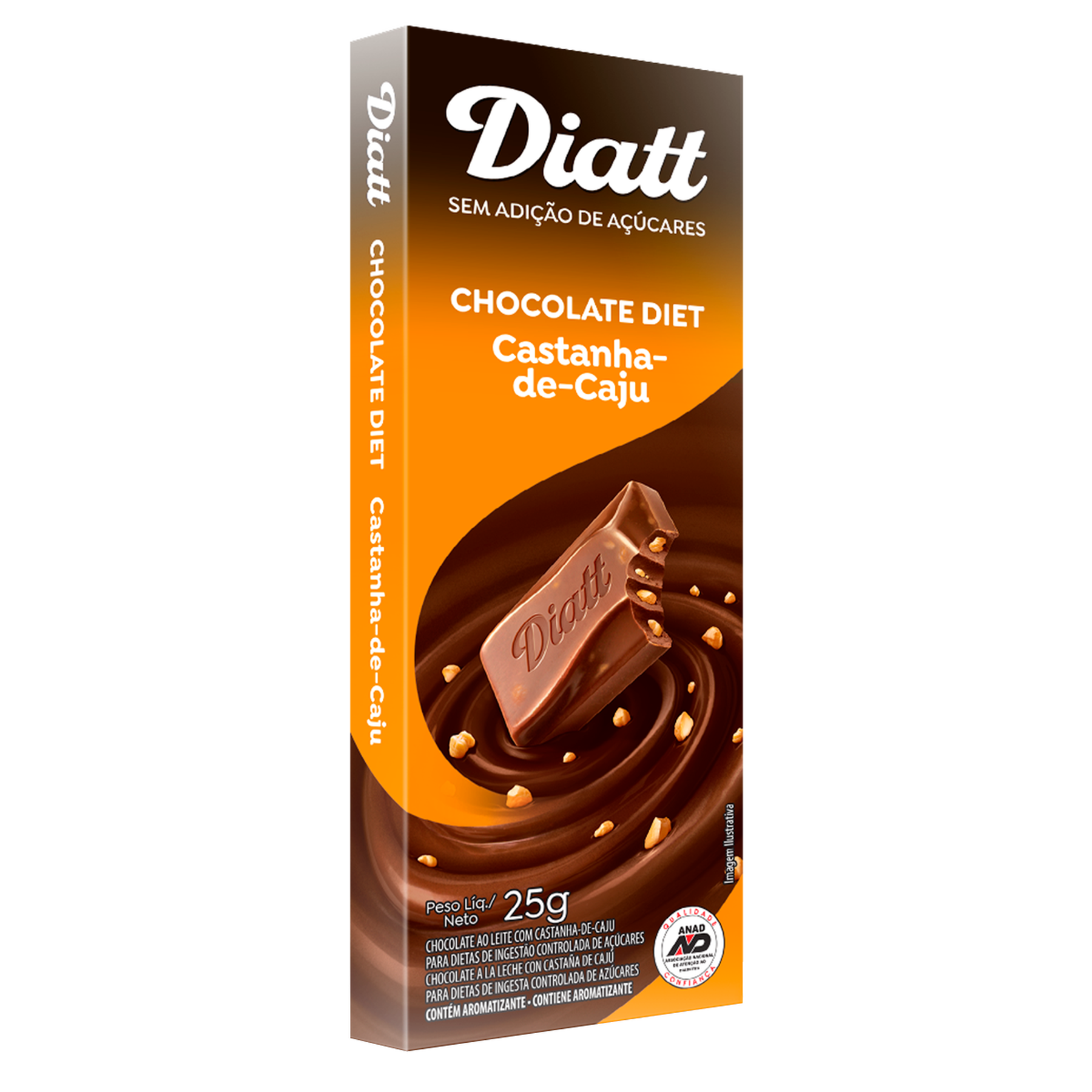 Chocolate ao Leite Diet Castanha de Caju Diatt 25g