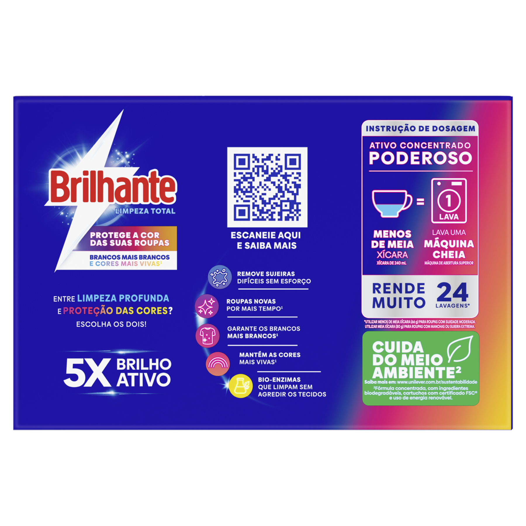 Sabão em Pó Roupas Brancas e Coloridas Limpeza Total Brilhante Caixa 1,6kg - Embalagem Grátis 150g