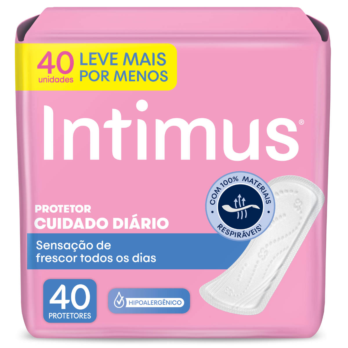 Protetor Di&aacute;rio sem Abas Intimus Cuidado Di&aacute;rio Pacote 40 Unidades Leve Mais Pague Menos&nbsp;