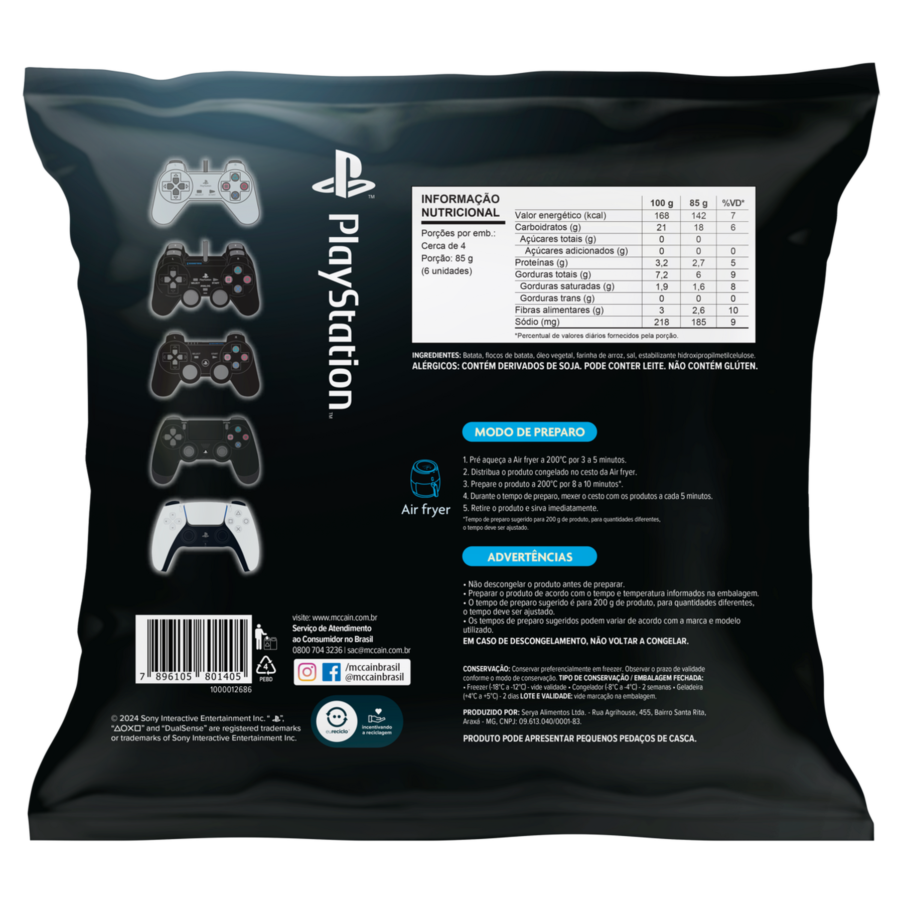 Batata Pr&eacute;-Frita Congelada PlayStation McCain Pacote 350g Edi&ccedil;&atilde;o Comemorativa 30 Anos