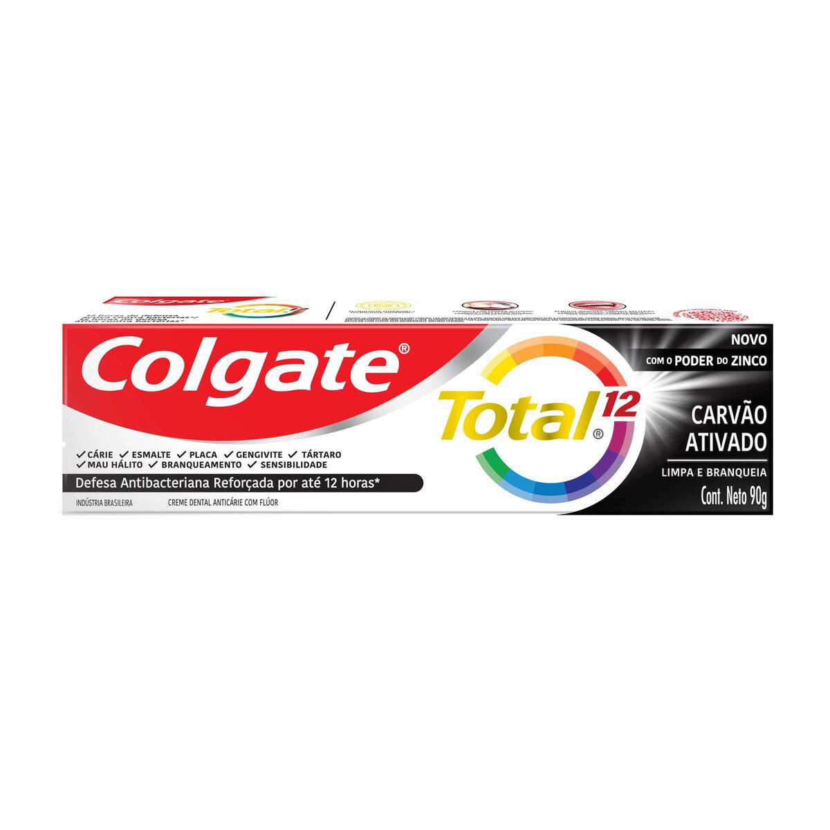 Creme Dental Multibenef&iacute;cio Colgate Total 12 Carv&atilde;o Ativado 90g