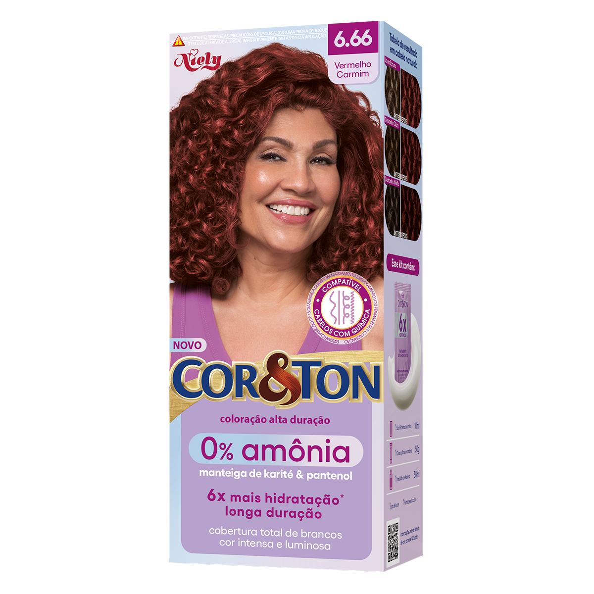 Tintura para Cabelo 0% Am&ocirc;nia Vermelho Carmim 6.66 CoreTon