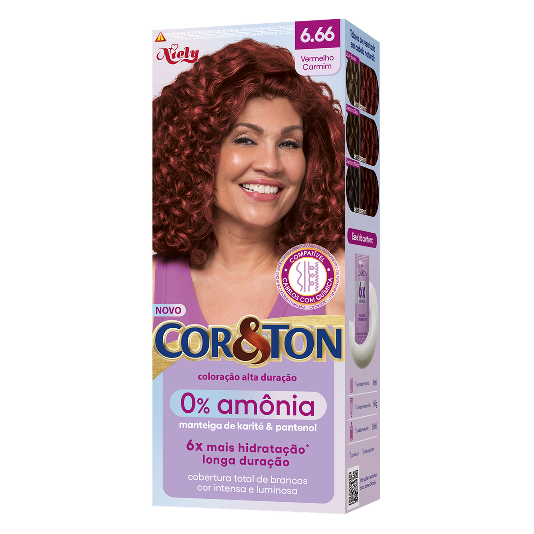 Tintura para Cabelo 0% Amônia Vermelho Carmim 6.66 CoreTon