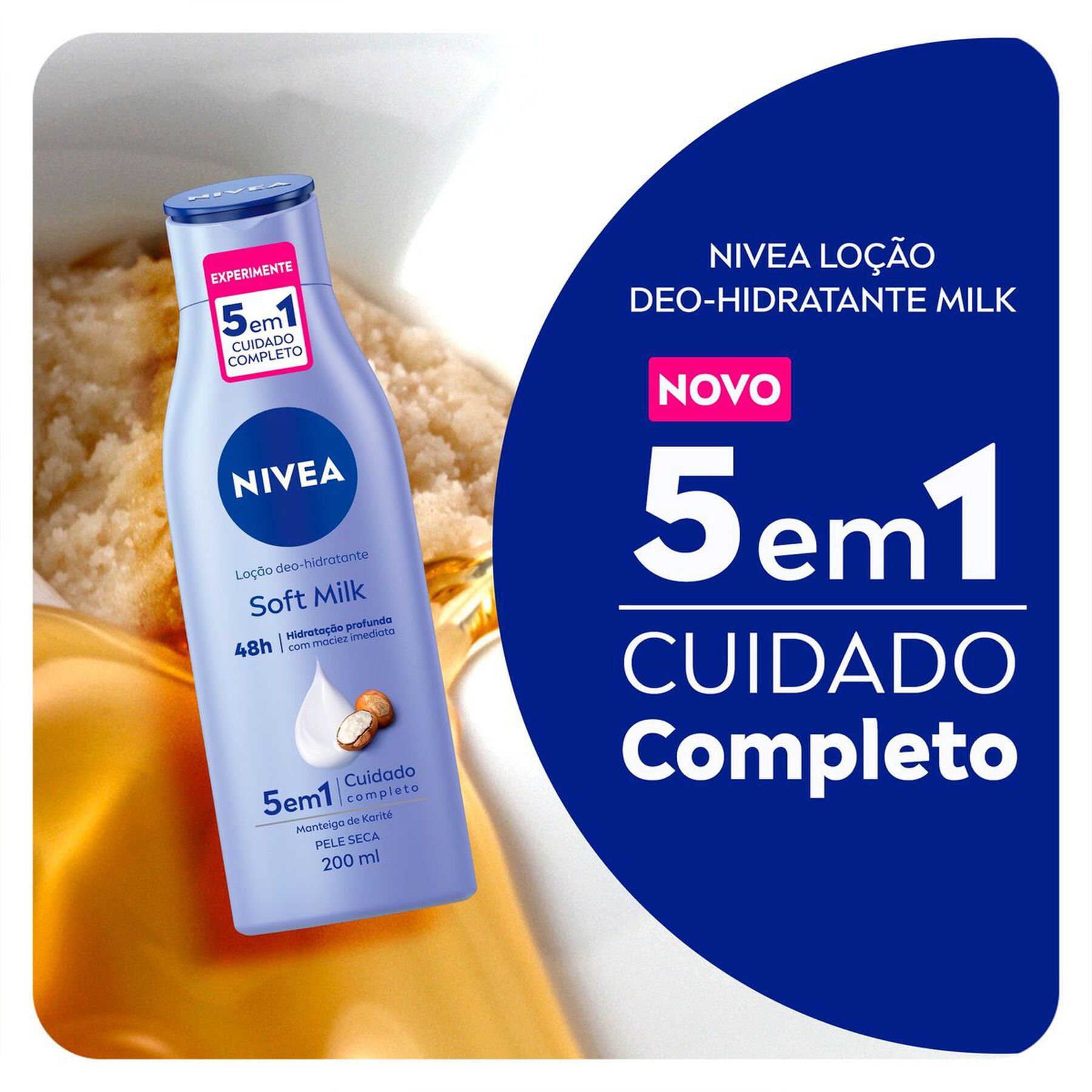 Loção Deo-Hidratante Pele Seca Nivea Soft Milk Frasco 200ml