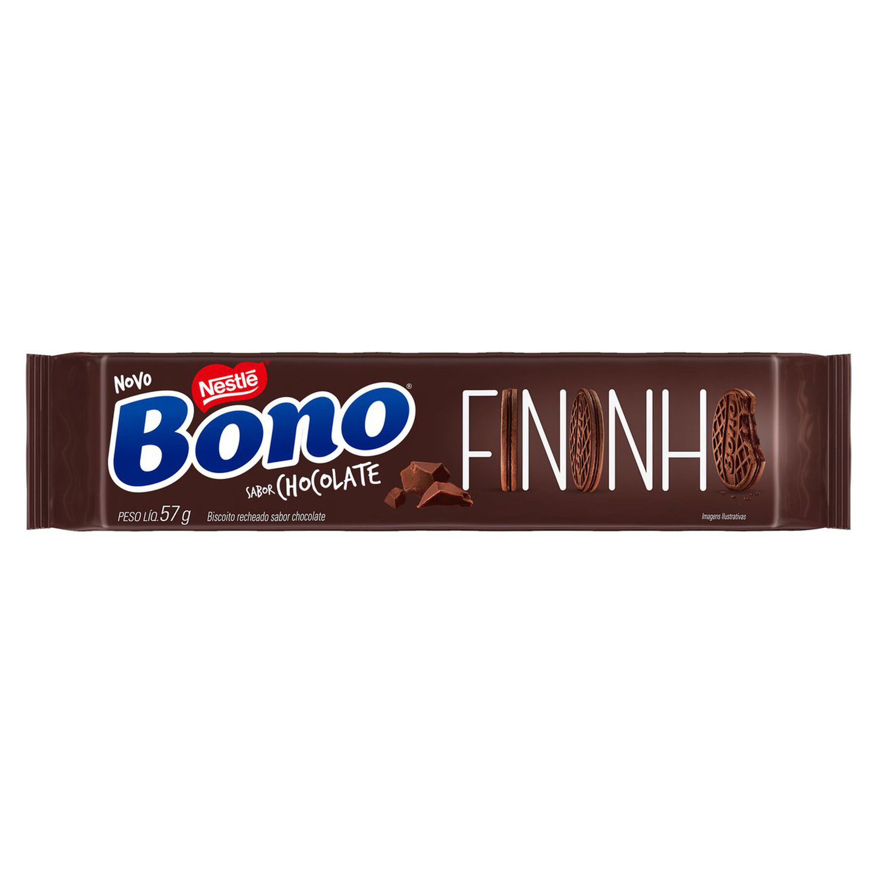 Biscoito Recheio Chocolate Bono Fininho Nestlé Pacote 57g