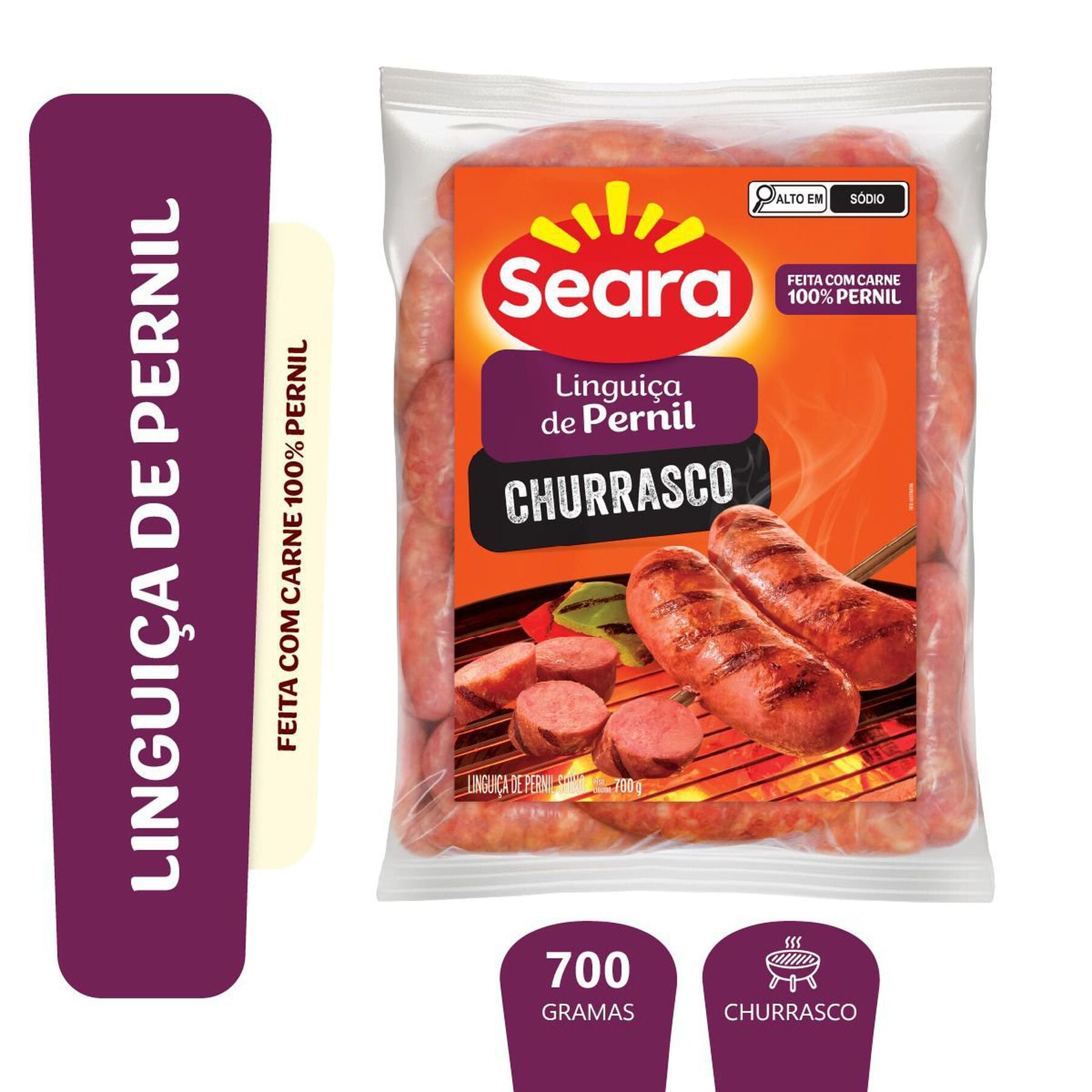 Lingui&ccedil;a de Pernil Churrasco Seara 700g&nbsp;