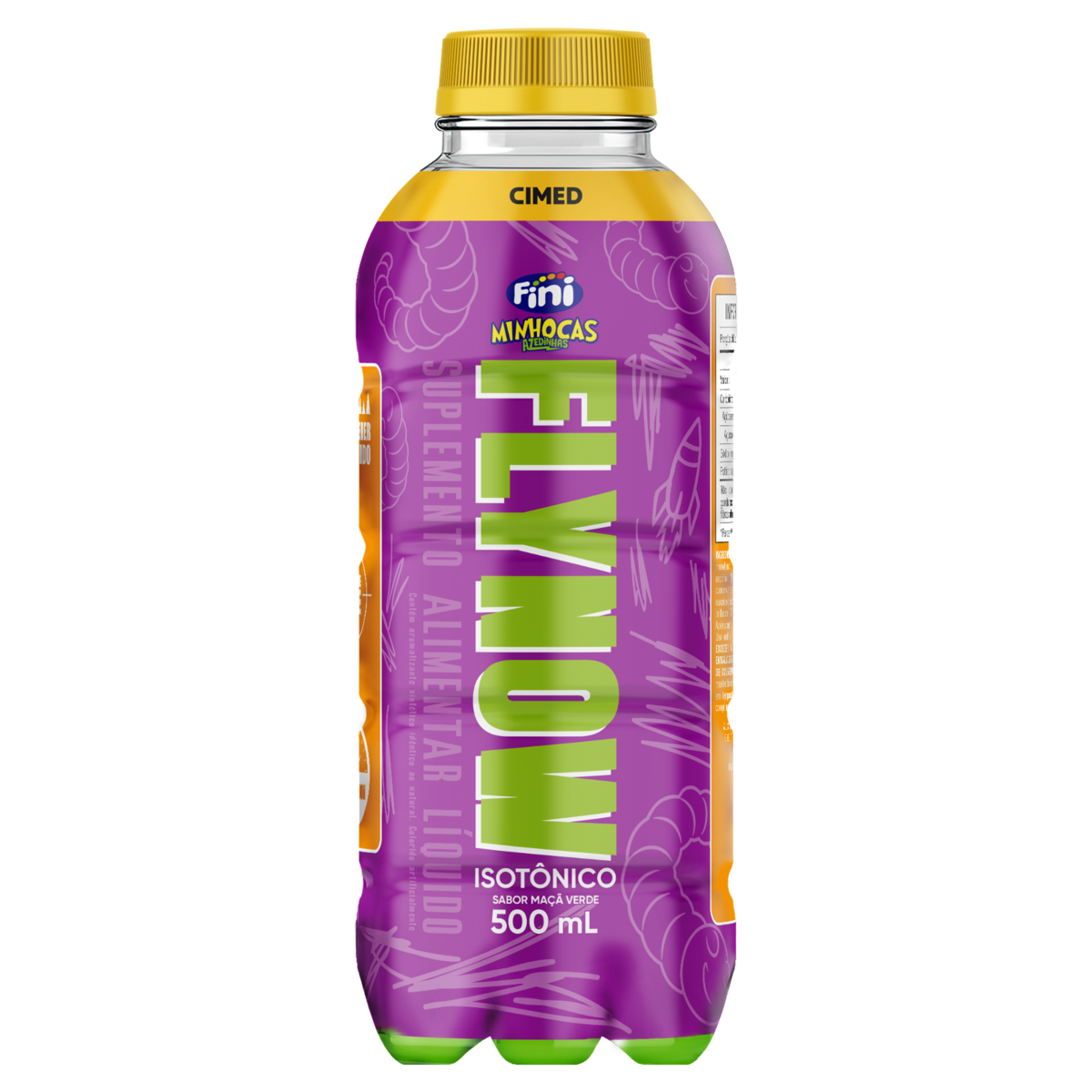 Isot&ocirc;nico Ma&ccedil;&atilde; Verde Fini Minhocas Azedinhas Flynow Garrafa 500ml