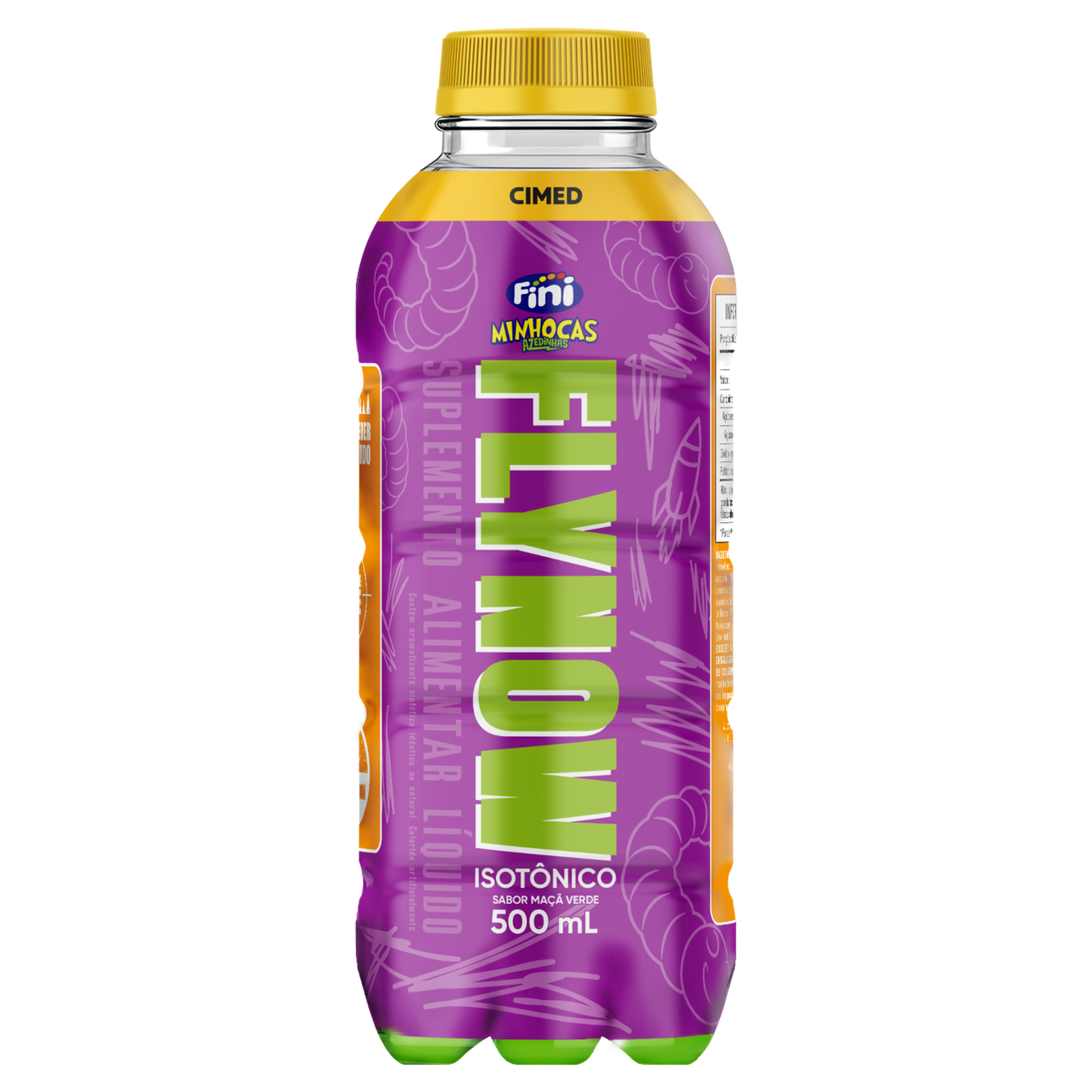 Isot&ocirc;nico Ma&ccedil;&atilde; Verde Fini Minhocas Azedinhas Flynow Garrafa 500ml