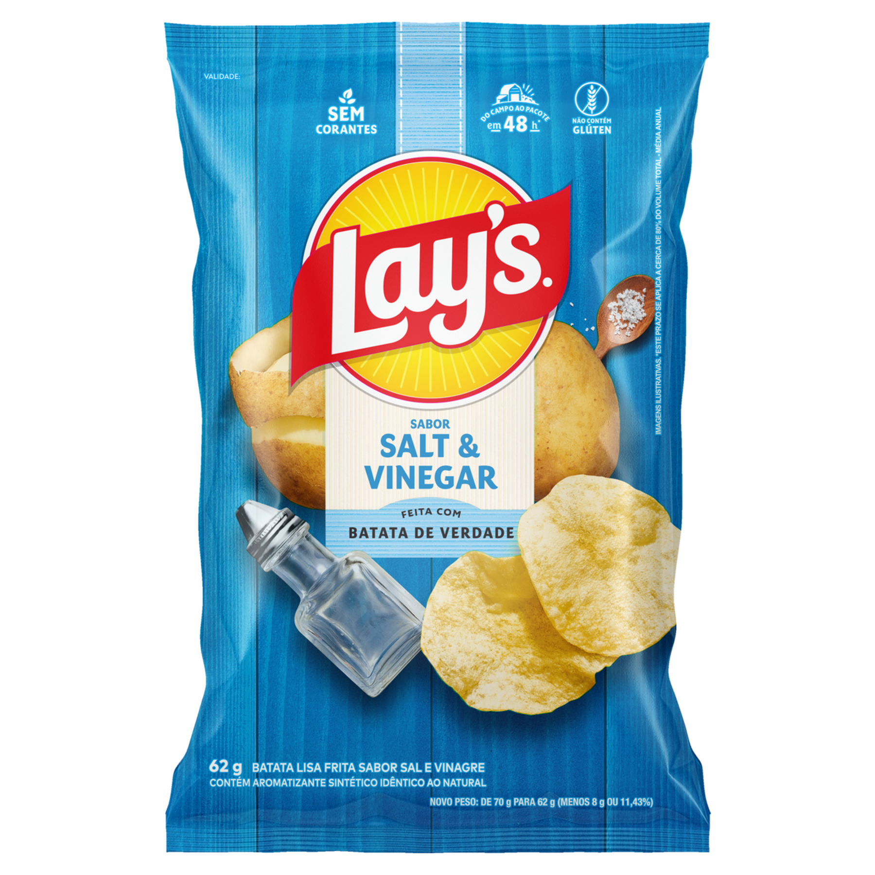 Batata Frita Lisa Salt e Vinegar Lay's Pacote 62g