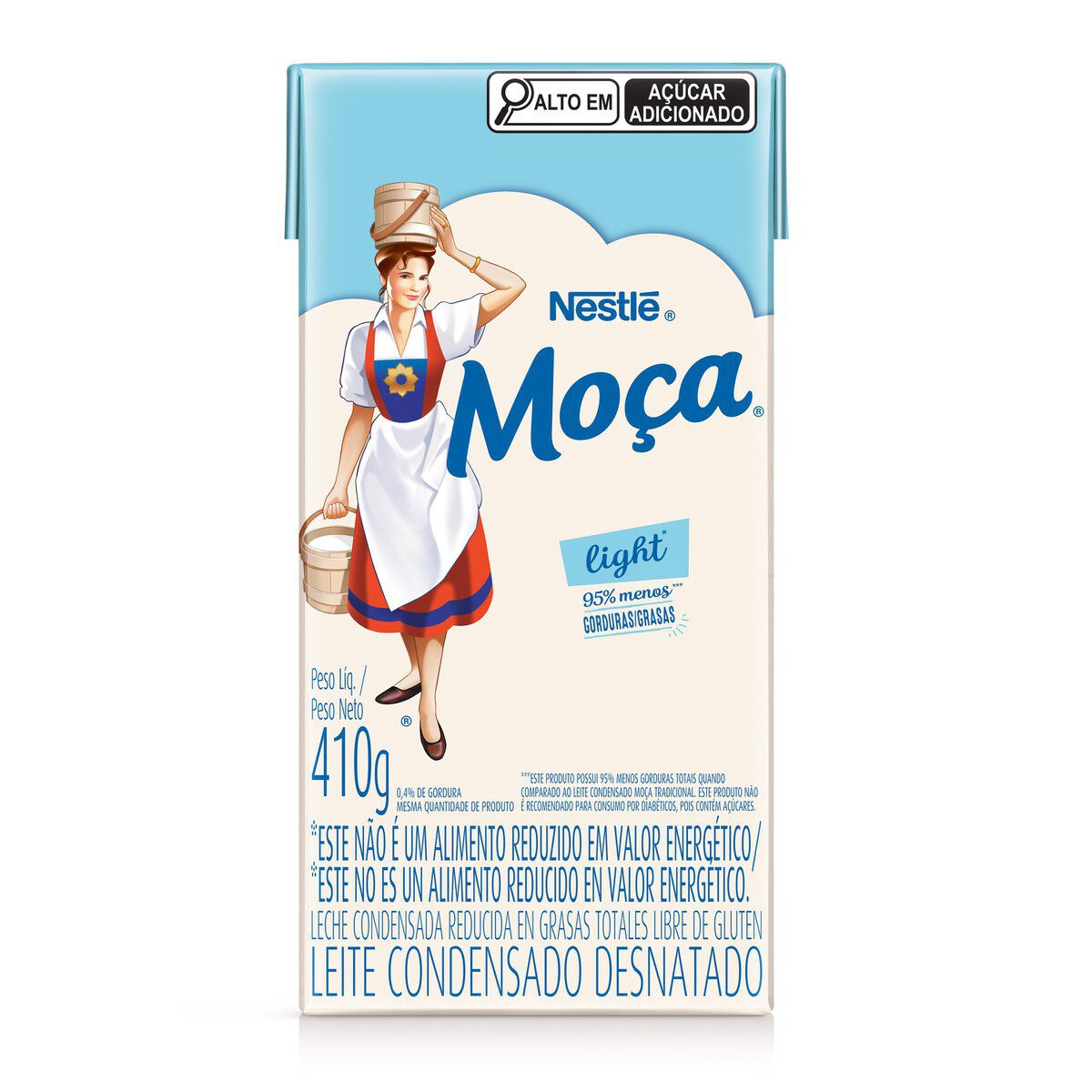 Leite Condensado Desnatado Light Nestl&eacute; Mo&ccedil;a Caixa 410g