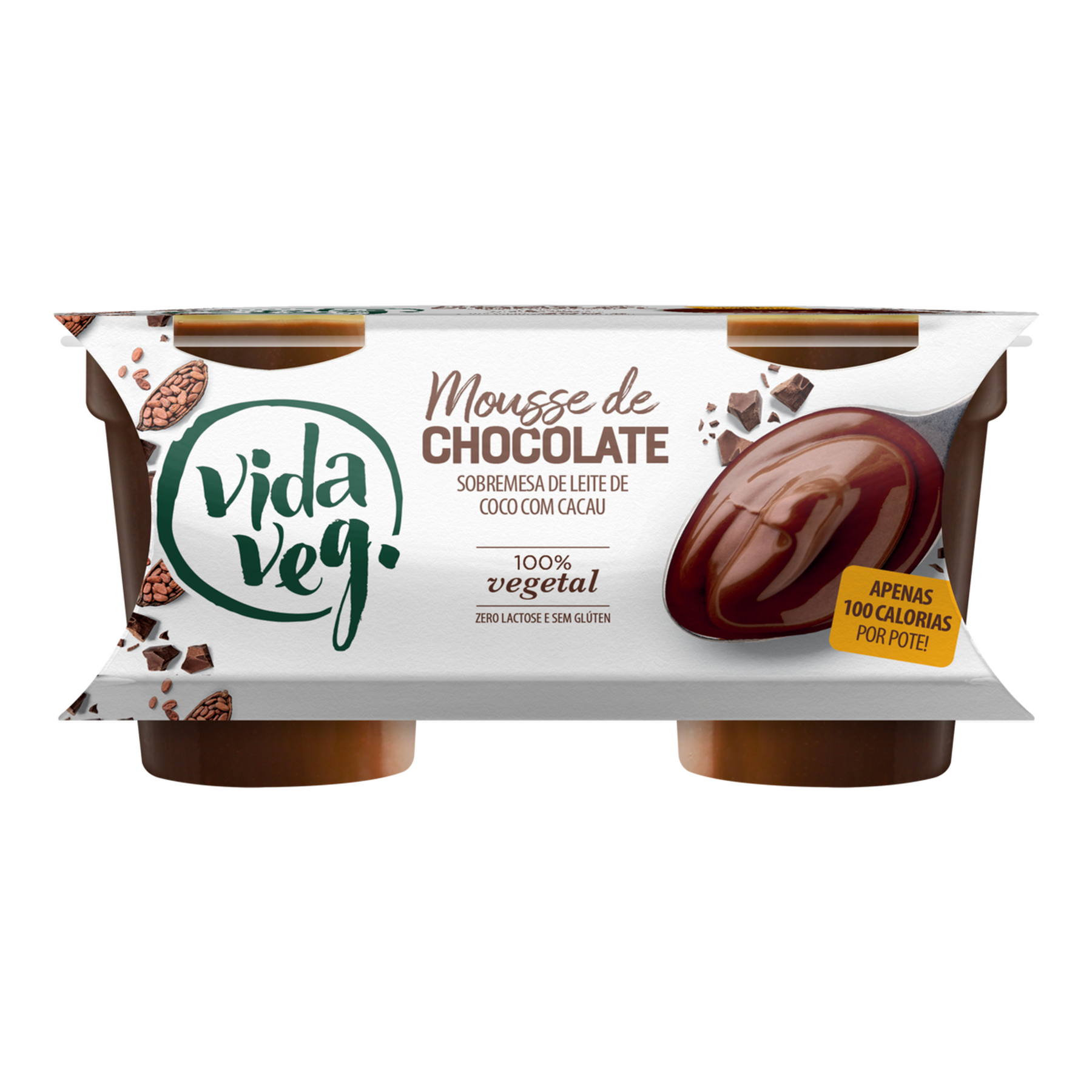 Mousse de Chocolate Vegetal Vida Veg Copo 200g C/2 Unidades