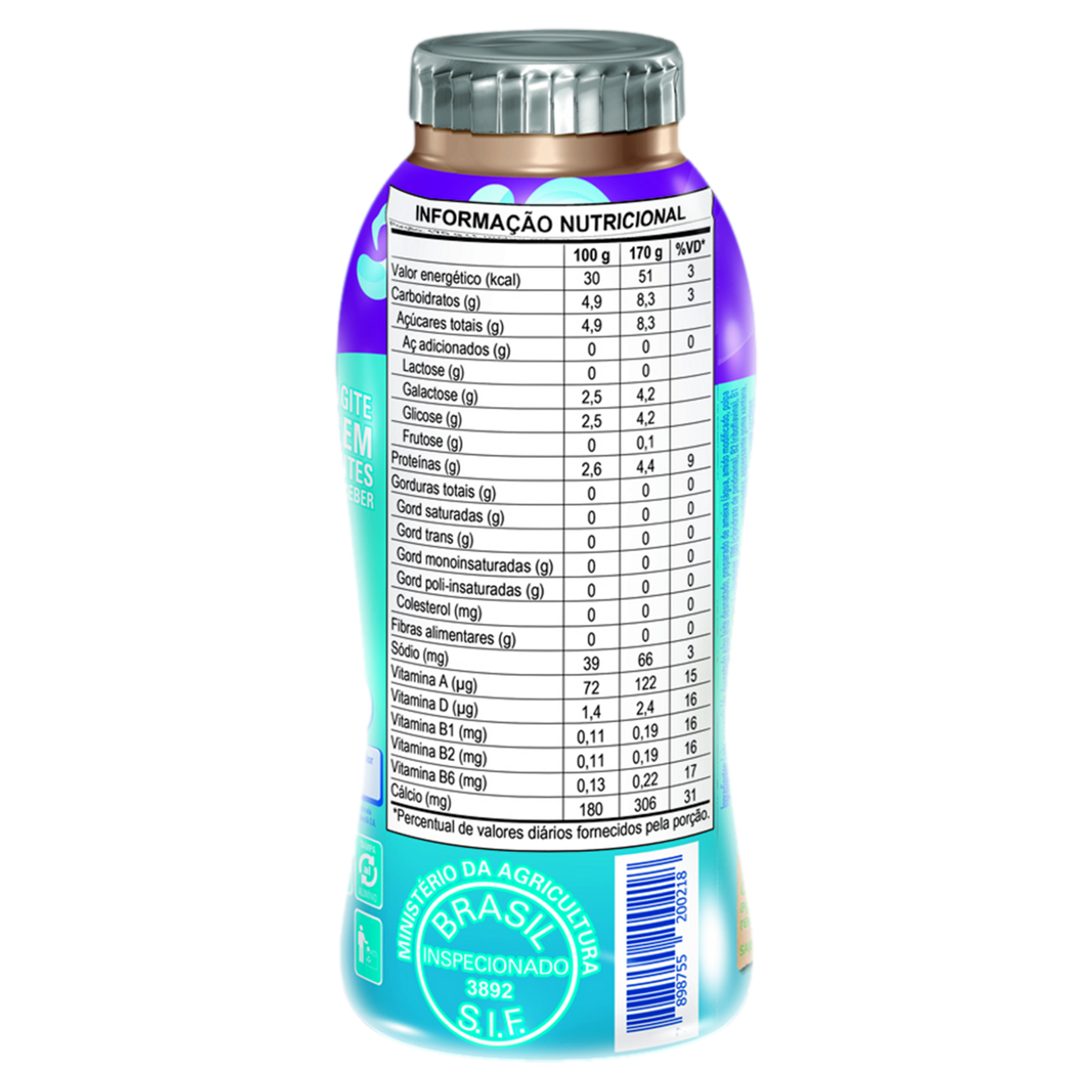 Iogurte Desnatado Ameixa Zero Lactose Nestl&eacute; Molico Frasco 170g