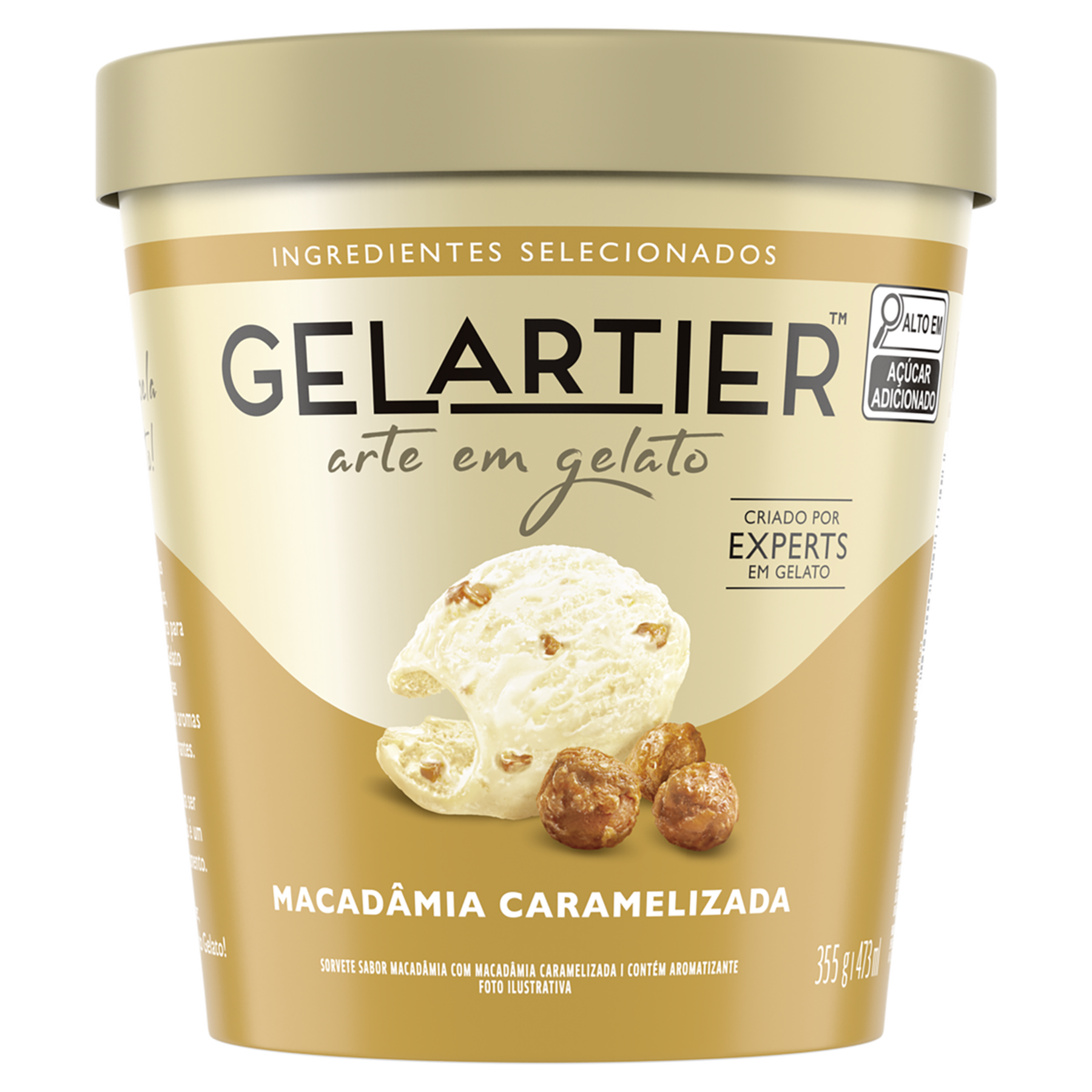 Sorvete Macad&acirc;mia Caramelizada Gelartier Pote 473ml