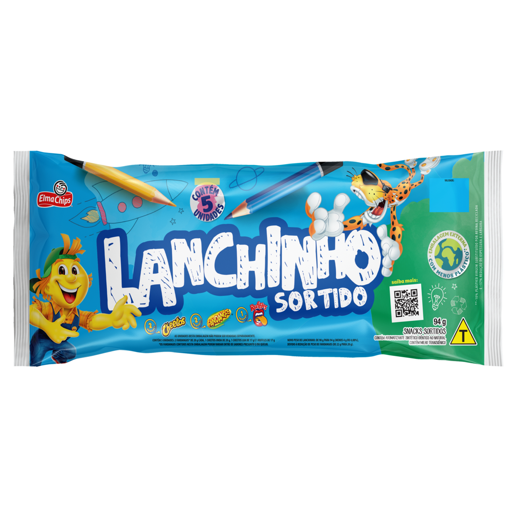 Salgadinho Lanchinho Sortido Elma Chips 94g C/5 Unidades