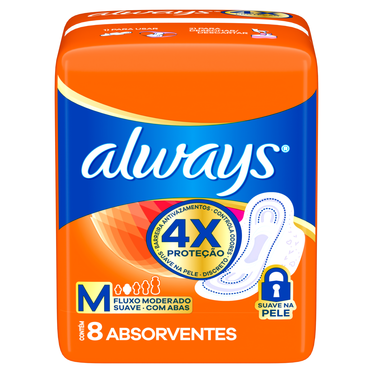 Absorvente com Abas Suave Always M Pacote C/8 Unidades