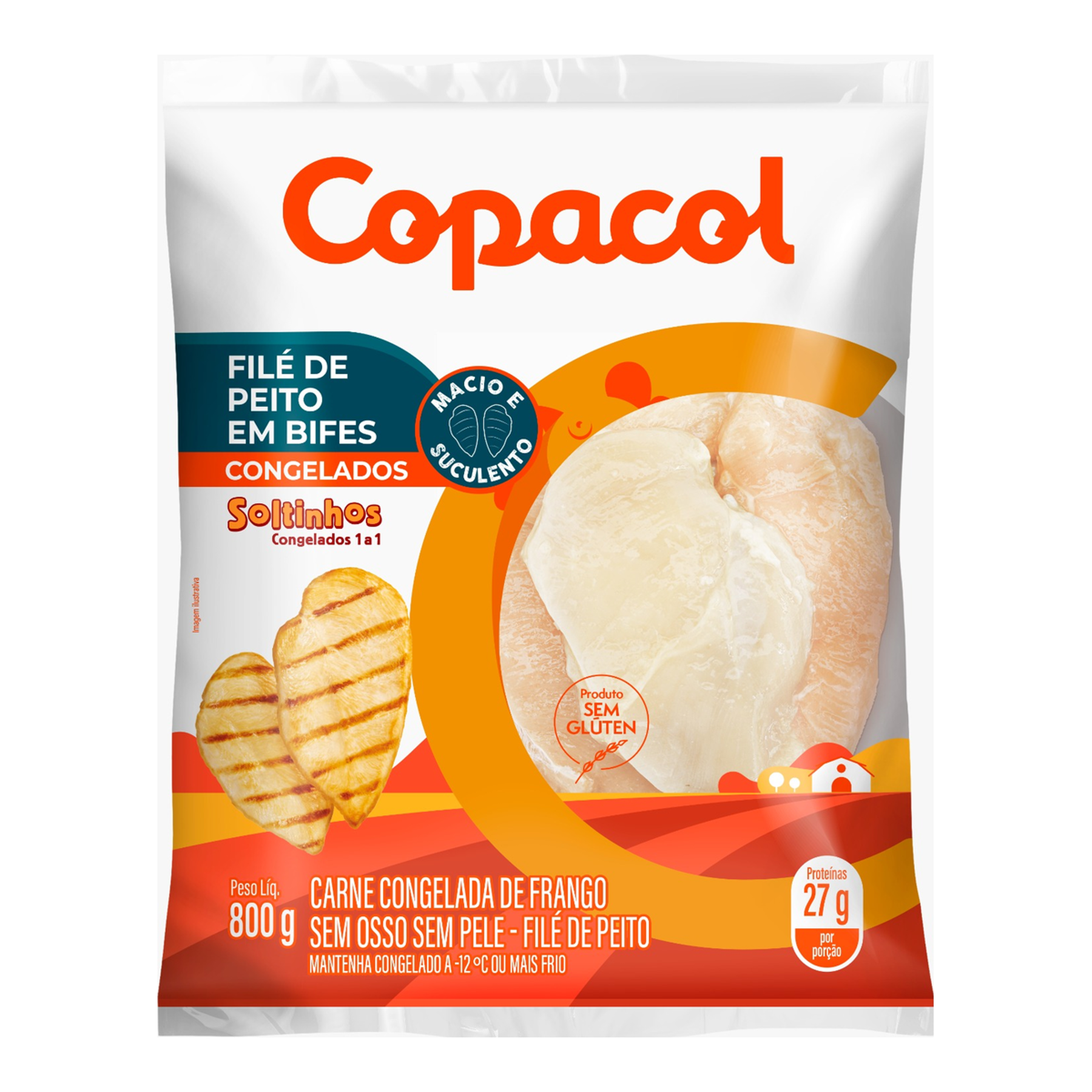 Fil&eacute; de Peito de Frango em Bifes Congelado Copacol Pacote 800g