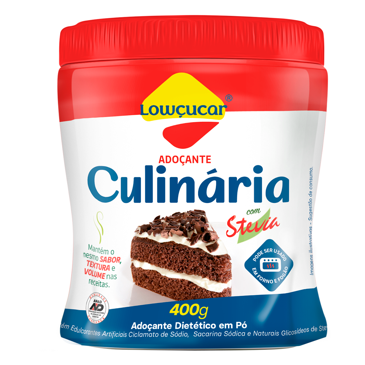 Ado&ccedil;ante em P&oacute; Stevia Culin&aacute;rio Low&ccedil;ucar Lata 400g