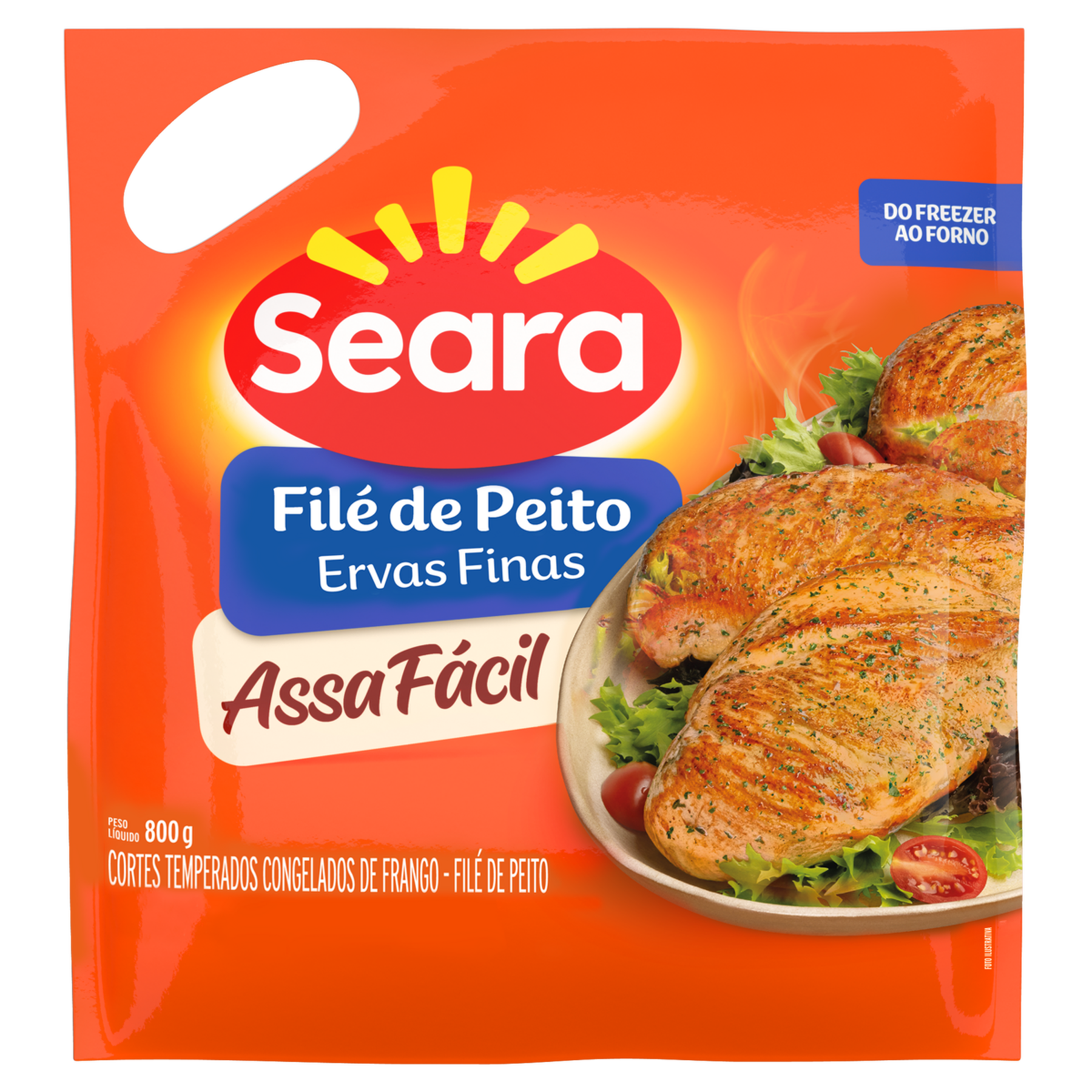 Fil&eacute; de Peito de Frango Temperado com Ervas Finas Seara Assa F&aacute;cil Pacote 800g