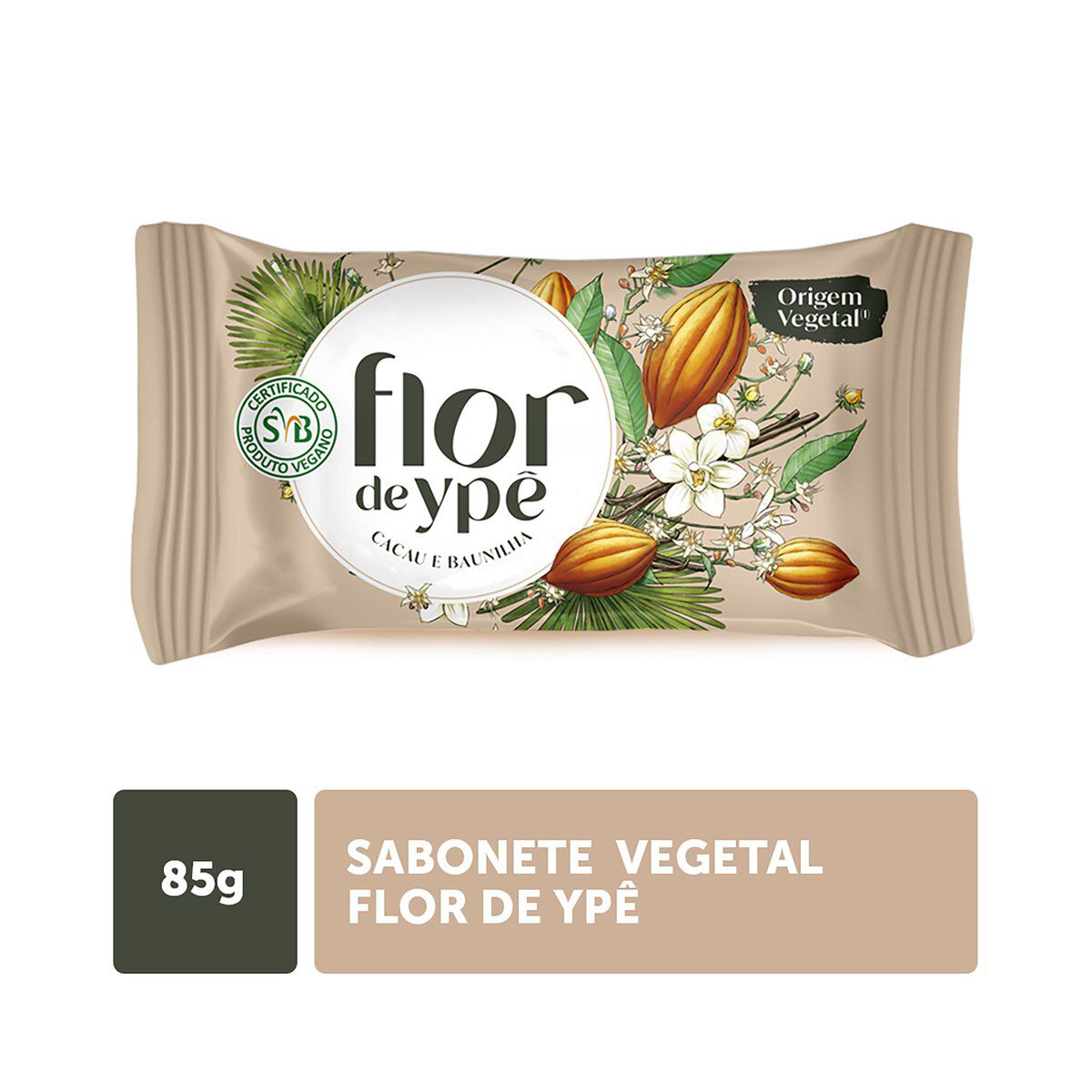 Sabonete em Barra Vegetal Cacau e Baunilha Flor de Yp&ecirc; Flow Pack 85g