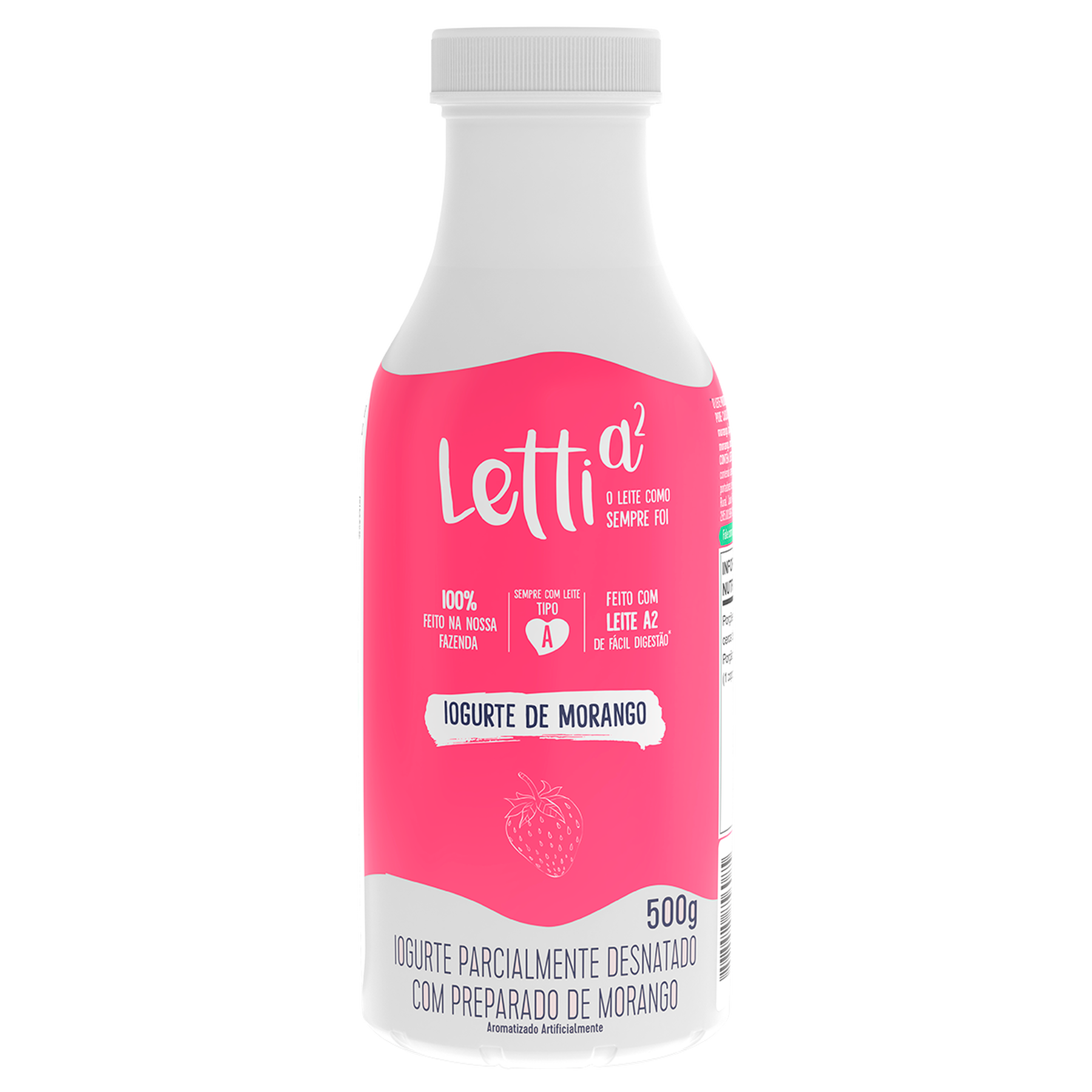 Iogurte Parcialmente Desnatado Morango Letti a&sup2; Garrafa 500g