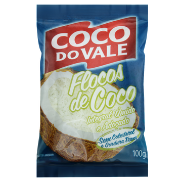 Coco Ralado Úmido Adoçado em Flocos Coco do Vale Pacote 100g