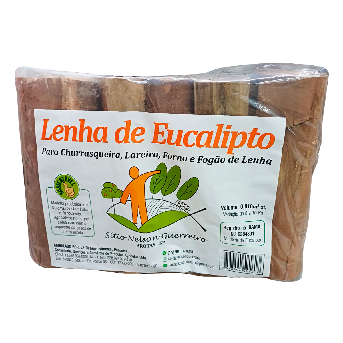 Lenha de Eucalipto S&iacute;tio Nelson Guerreiro 8kg