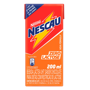 Bebida Láctea UHT Chocolate Zero Lactose Nescau Nestlé 200ml