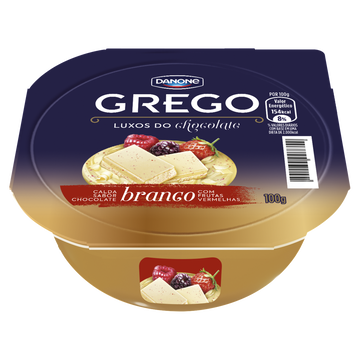 Iogurte Grego Calda Chocolate Branco com Frutas Vermelhas Danone Luxos do Chocolate Pote 100g