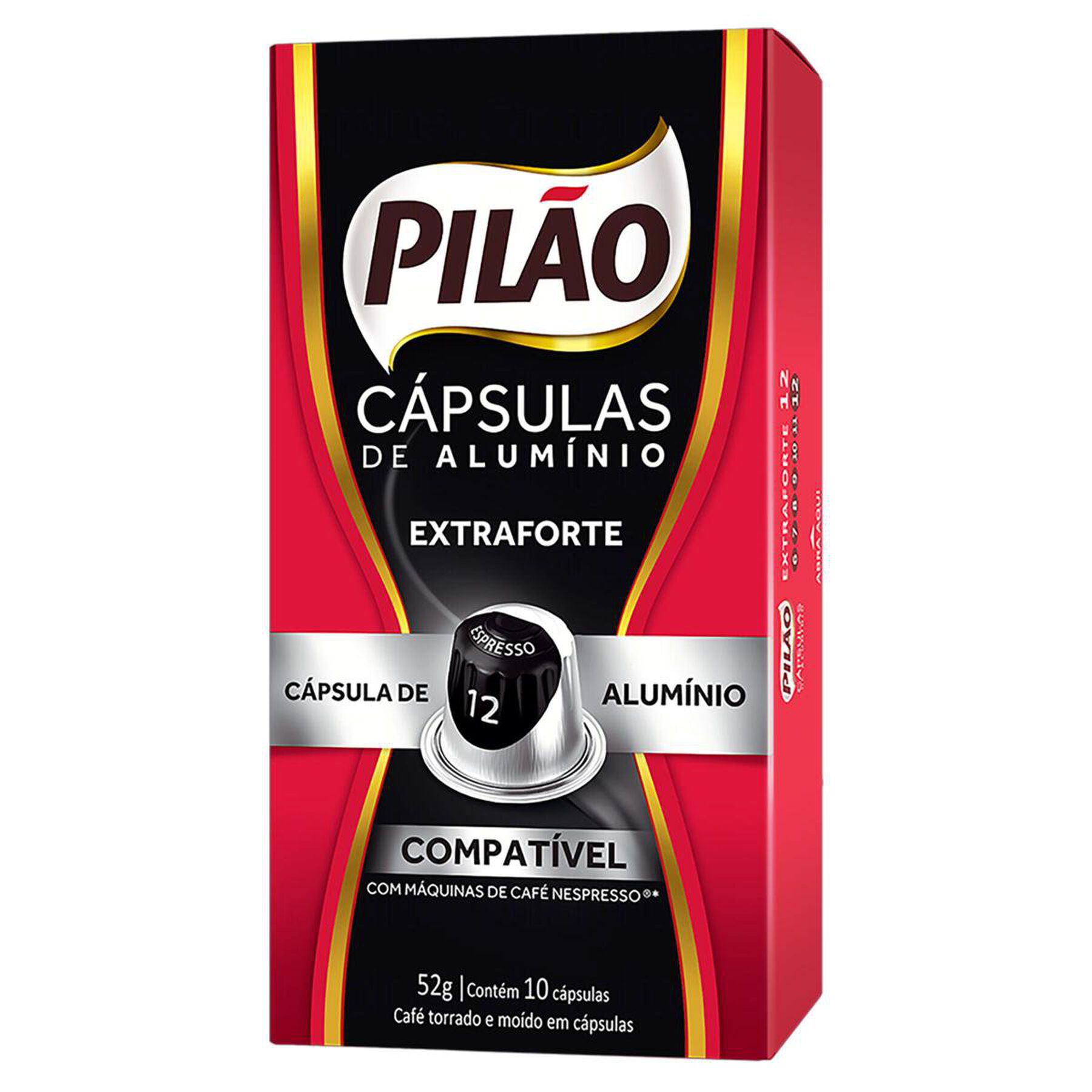 Café em Cápsula Torrado e Moído Espresso 12 Extraforte Pilão Caixa 52g C/10 Unidades