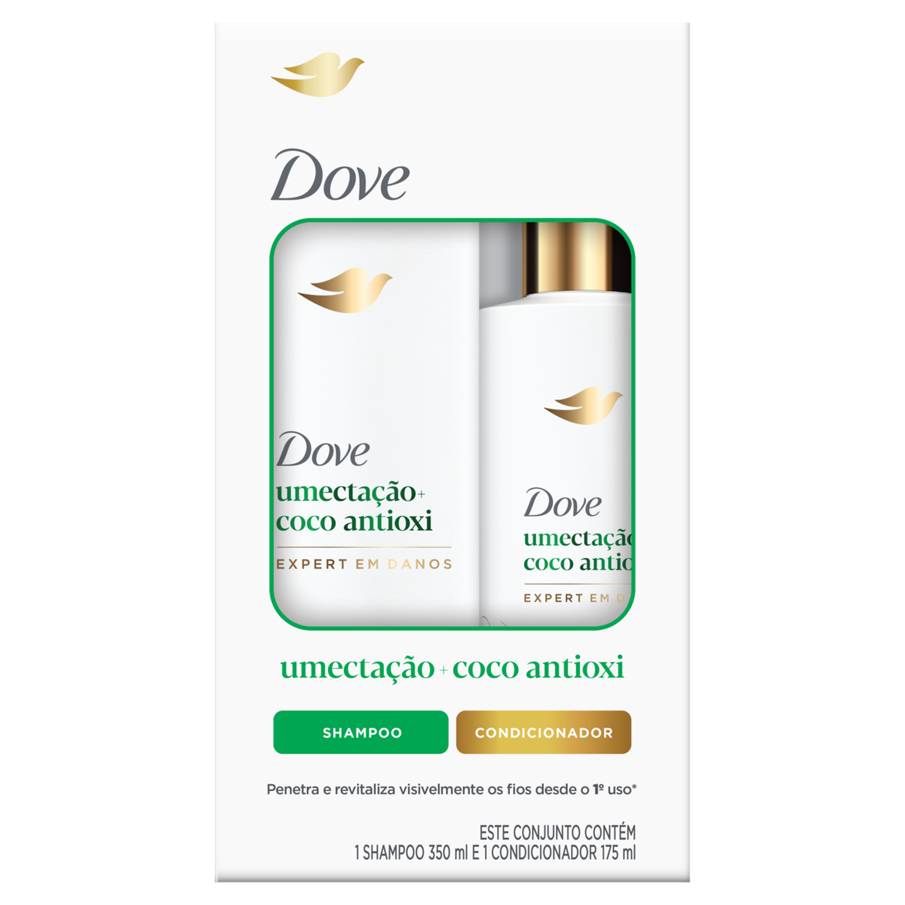 Kit Shampoo 350ml + Condicionador 175ml Dove Umecta&ccedil;&atilde;o + Coco Antioxi