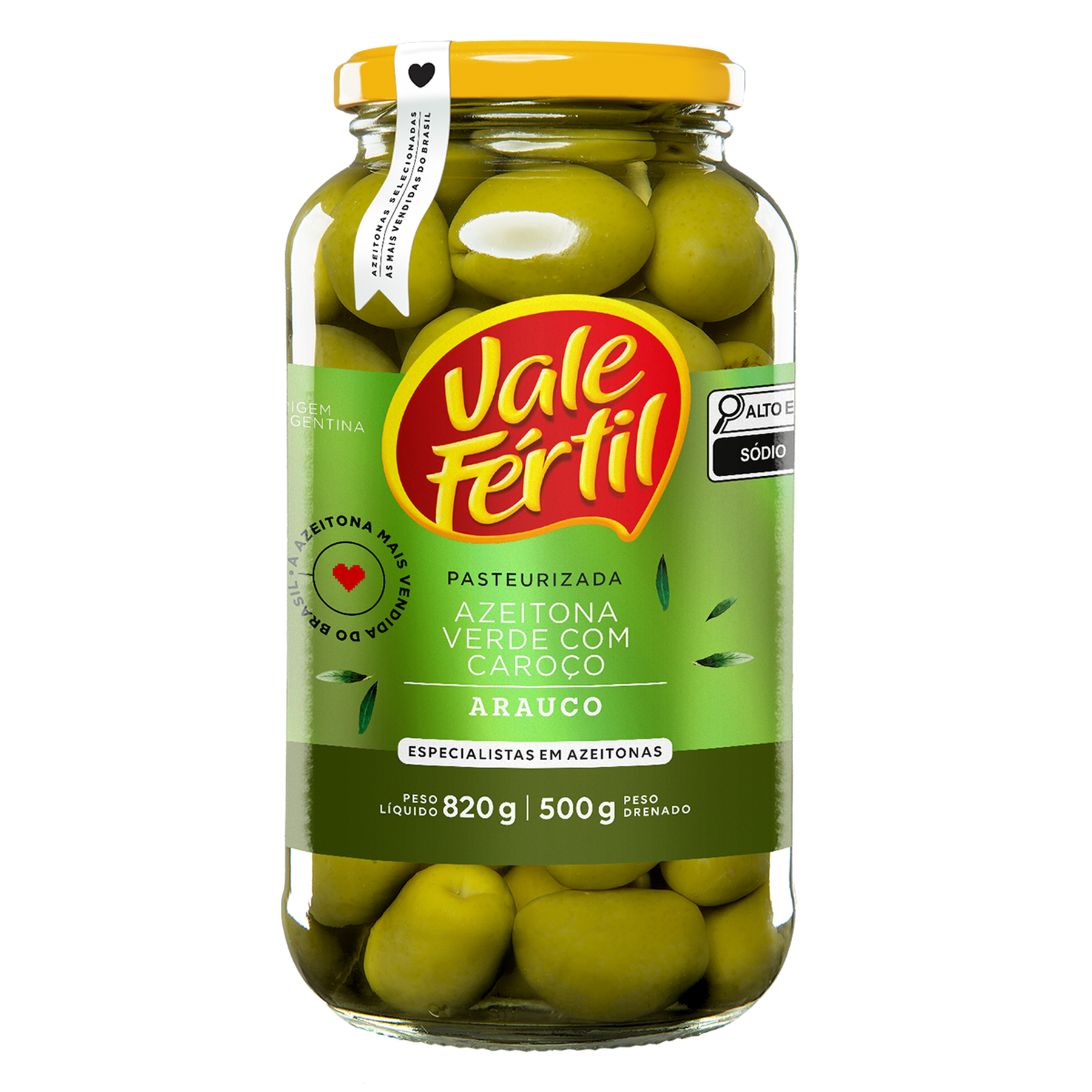Azeitona Verde com Caro&ccedil;o Vale F&eacute;rtil Vidro 500g