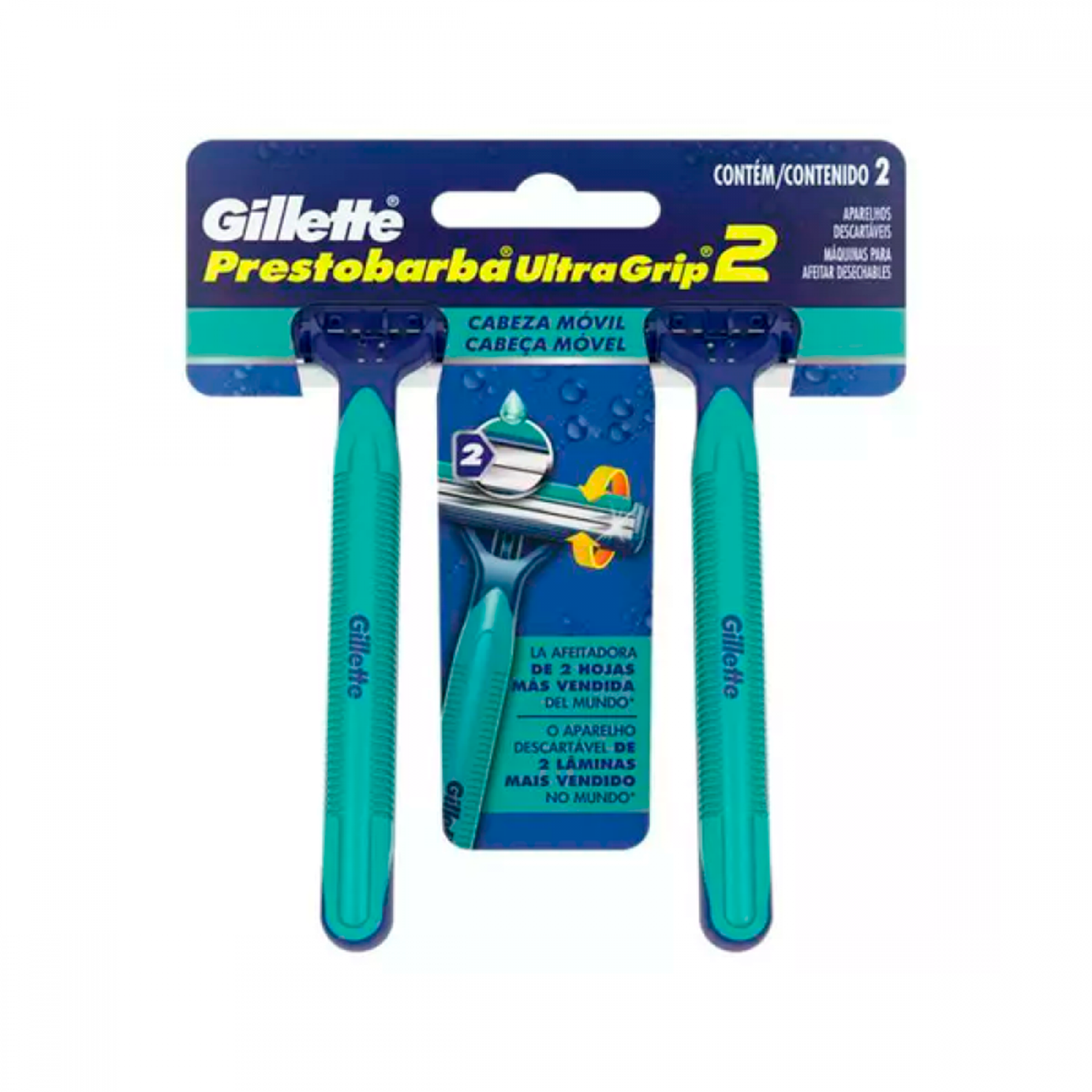 Aparelho Descartável para Barbear Cabeça Móvel Gillette Prestobarba Ultragrip Com 02 Unidades