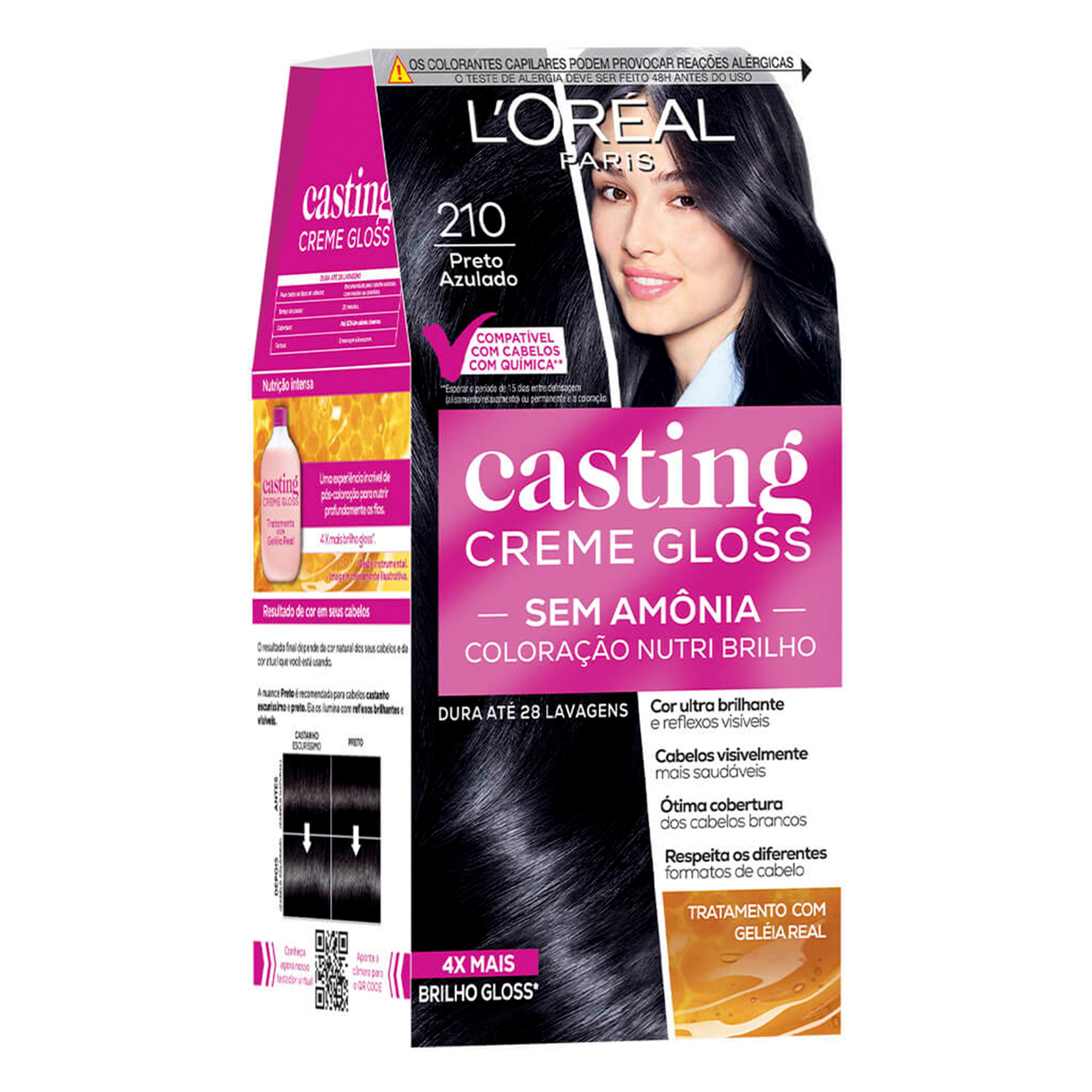 Tintura para Cabelo Preto Azulado 210 Casting Creme Gloss