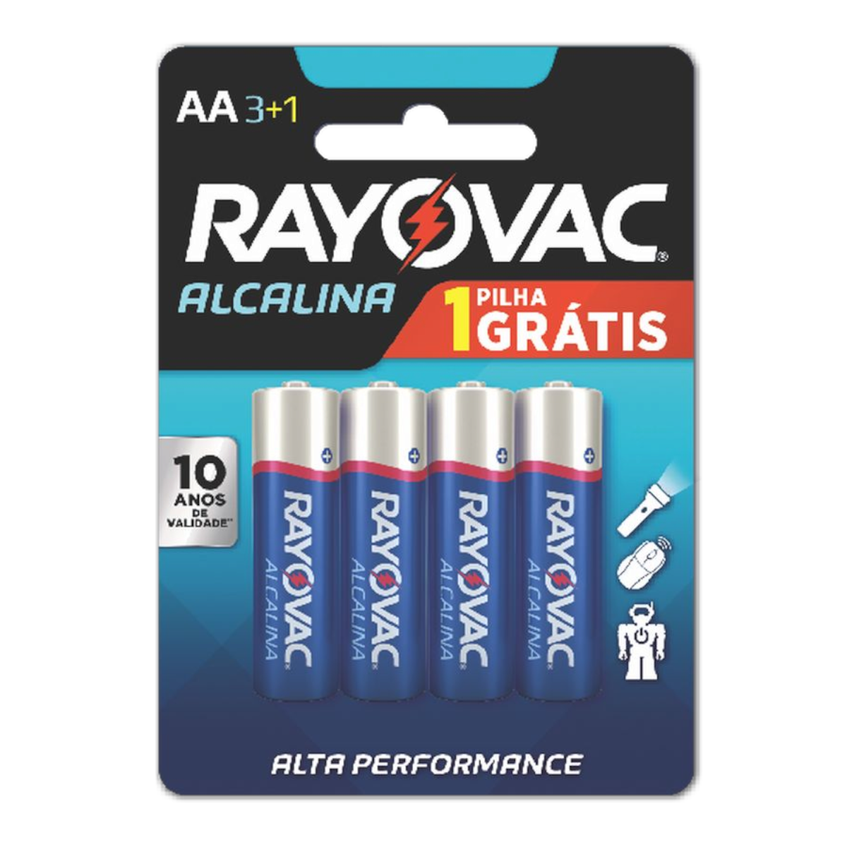 Pilha Alcalina AA Rayovac C/4 Unidades