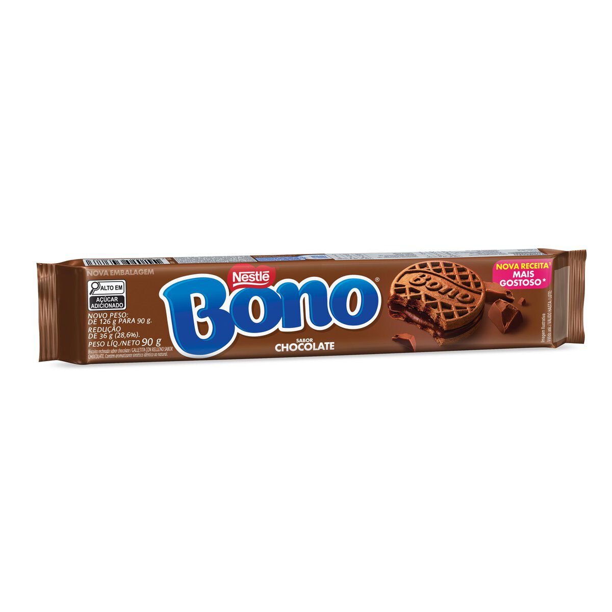 Biscoito Recheio Chocolate Bono Nestl&eacute; Pacote 90g