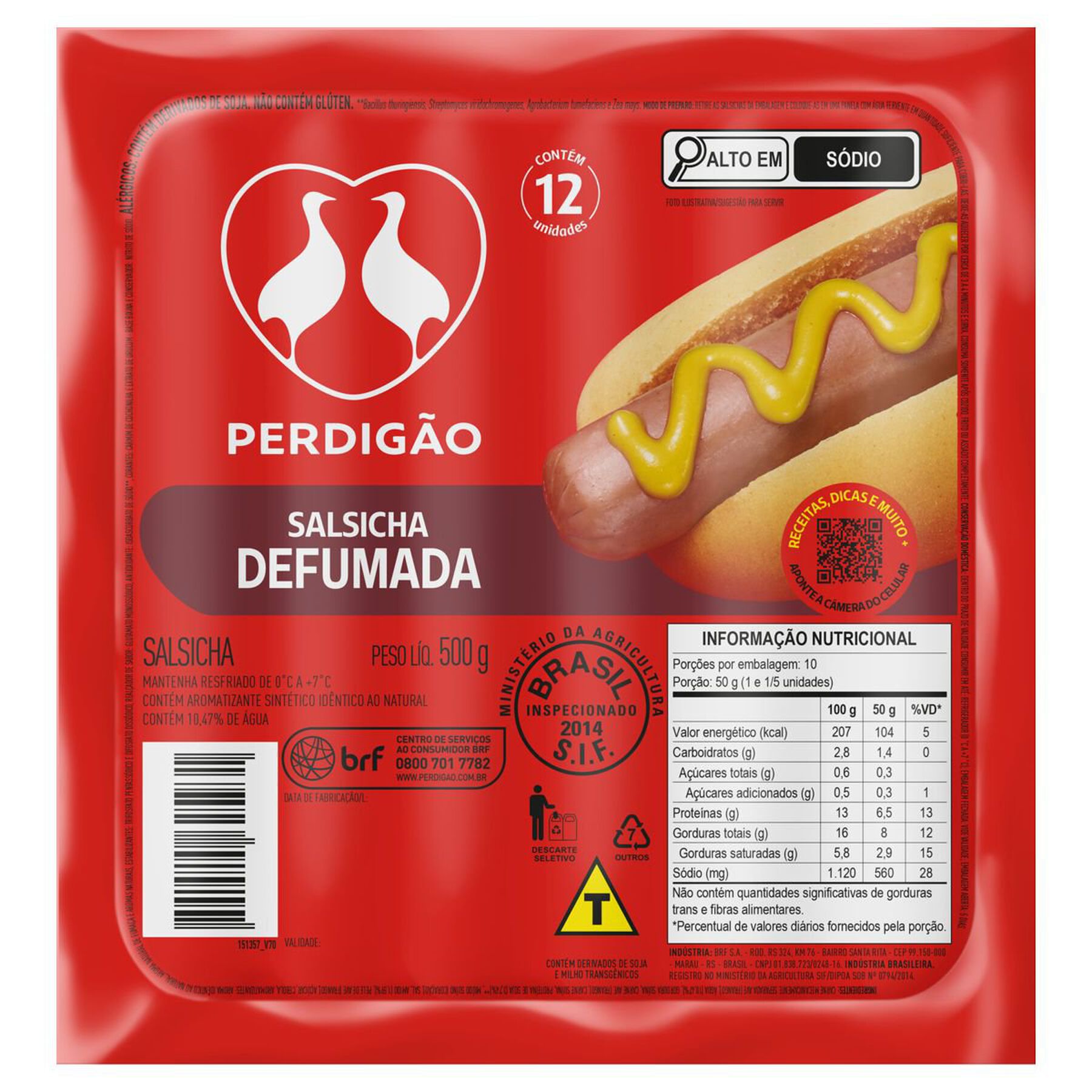 Salsicha Defumada Perdig&atilde;o 500g&nbsp;