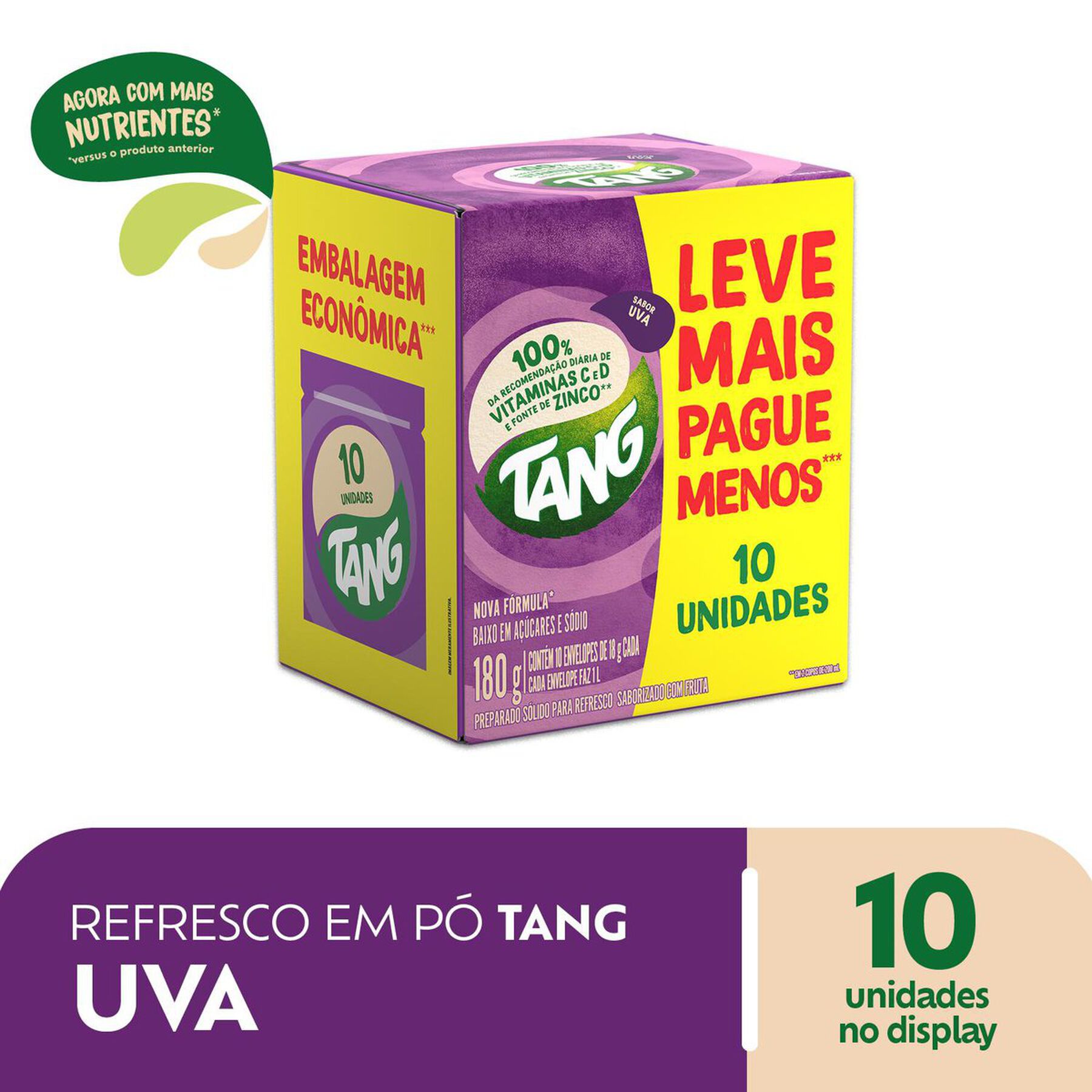 Refresco Uva Tang Caixa 180g C/10 Unidades - Embalagem Econômica Leve Mais Pague Menos