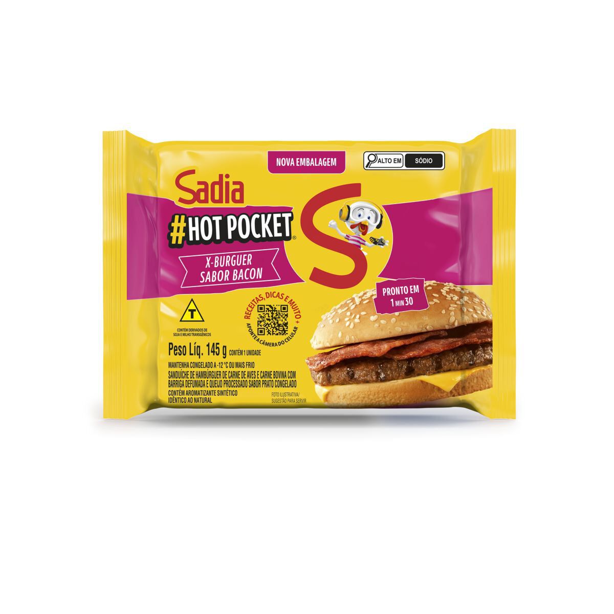 Sandu&iacute;che Hot Pocket X-Bacon Sadia Pacote 145g
