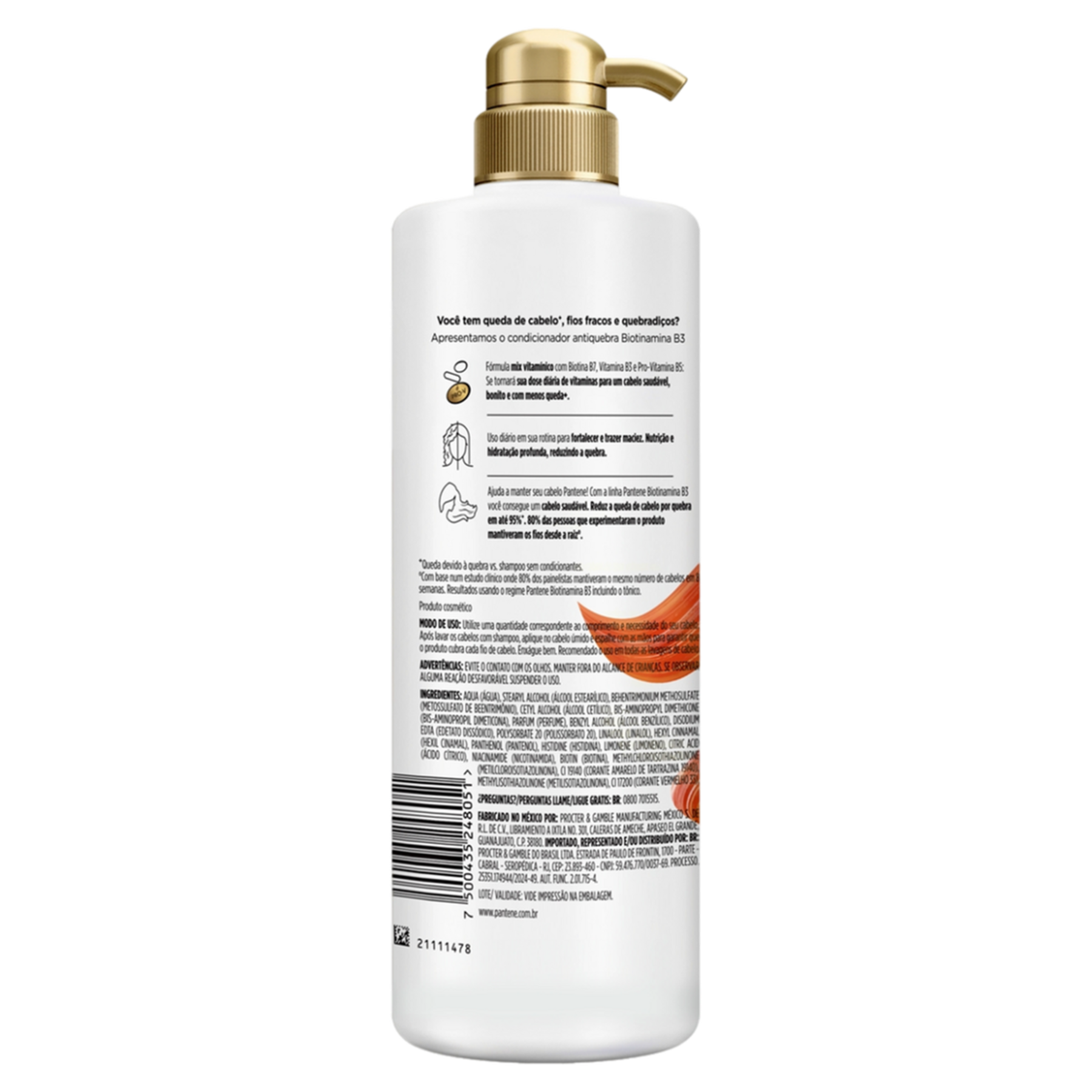 Condicionador Antiquebra Biotinamina B3 Antiqueda e Nutrição Pantene Frasco 510ml Pump