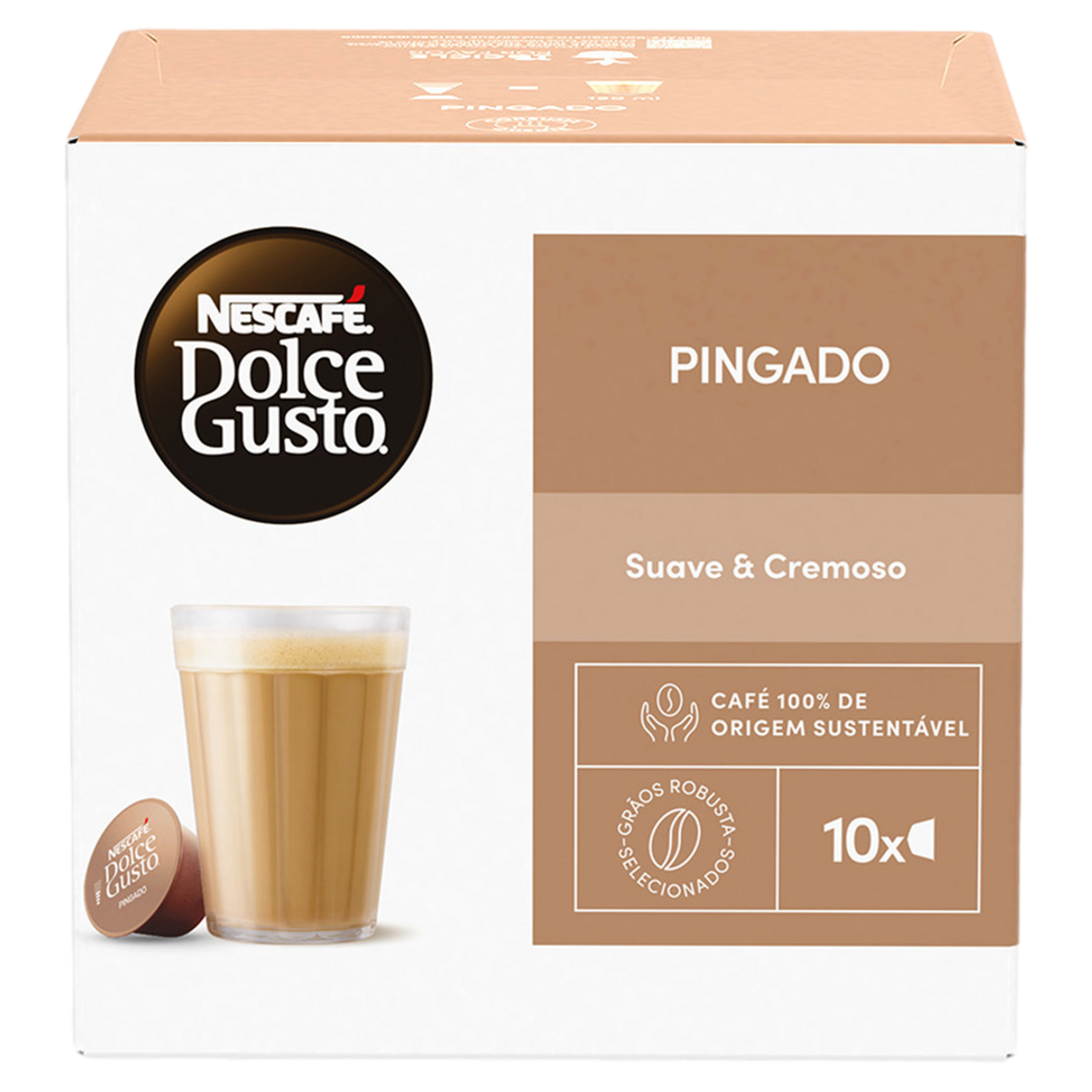 Caf&eacute; em C&aacute;psula com Leite Pingado Nescaf&eacute; Dolce Gusto Caixa C/10 Unidades