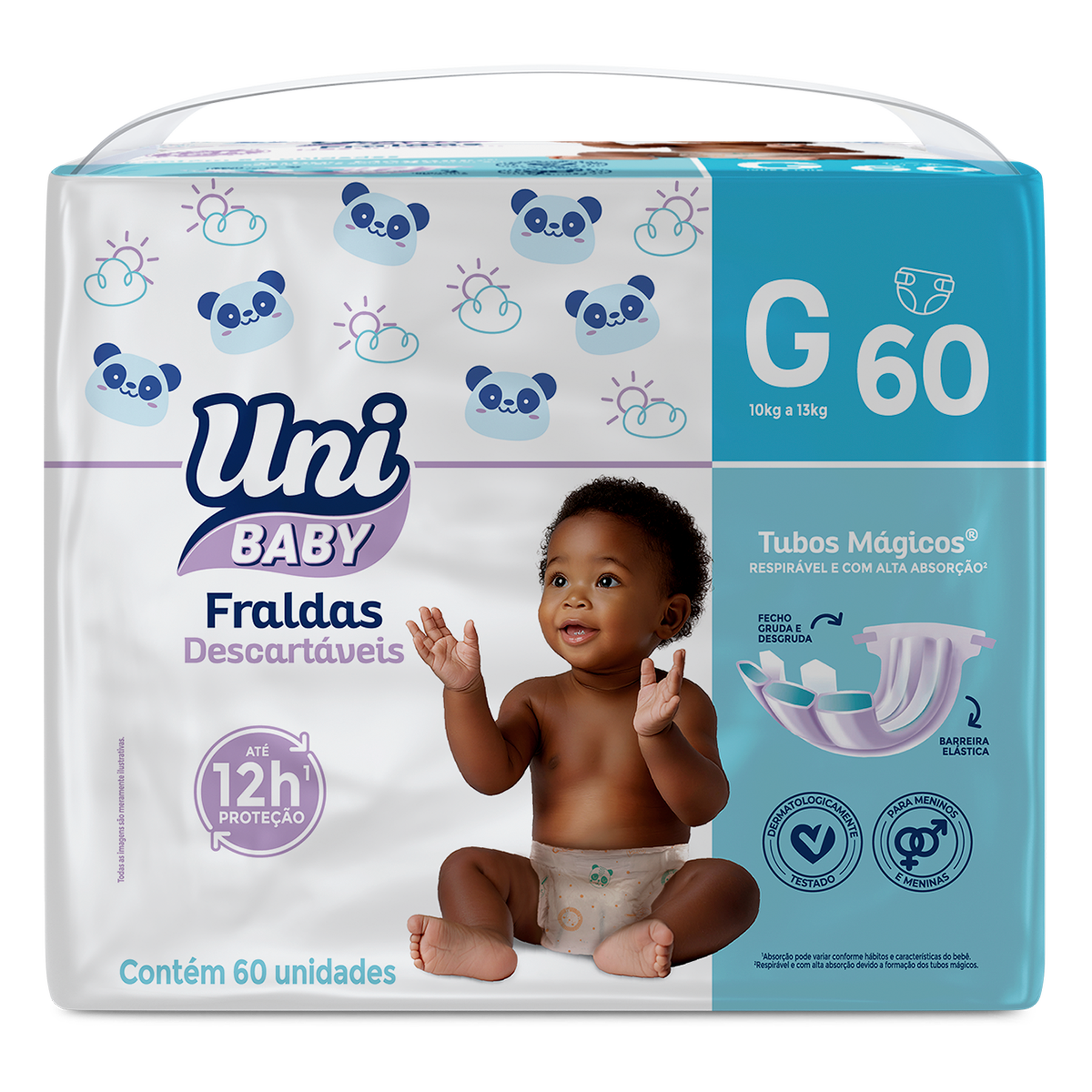 Fralda Descartável Uni Baby Tam. G Pacote C/60 Unidades