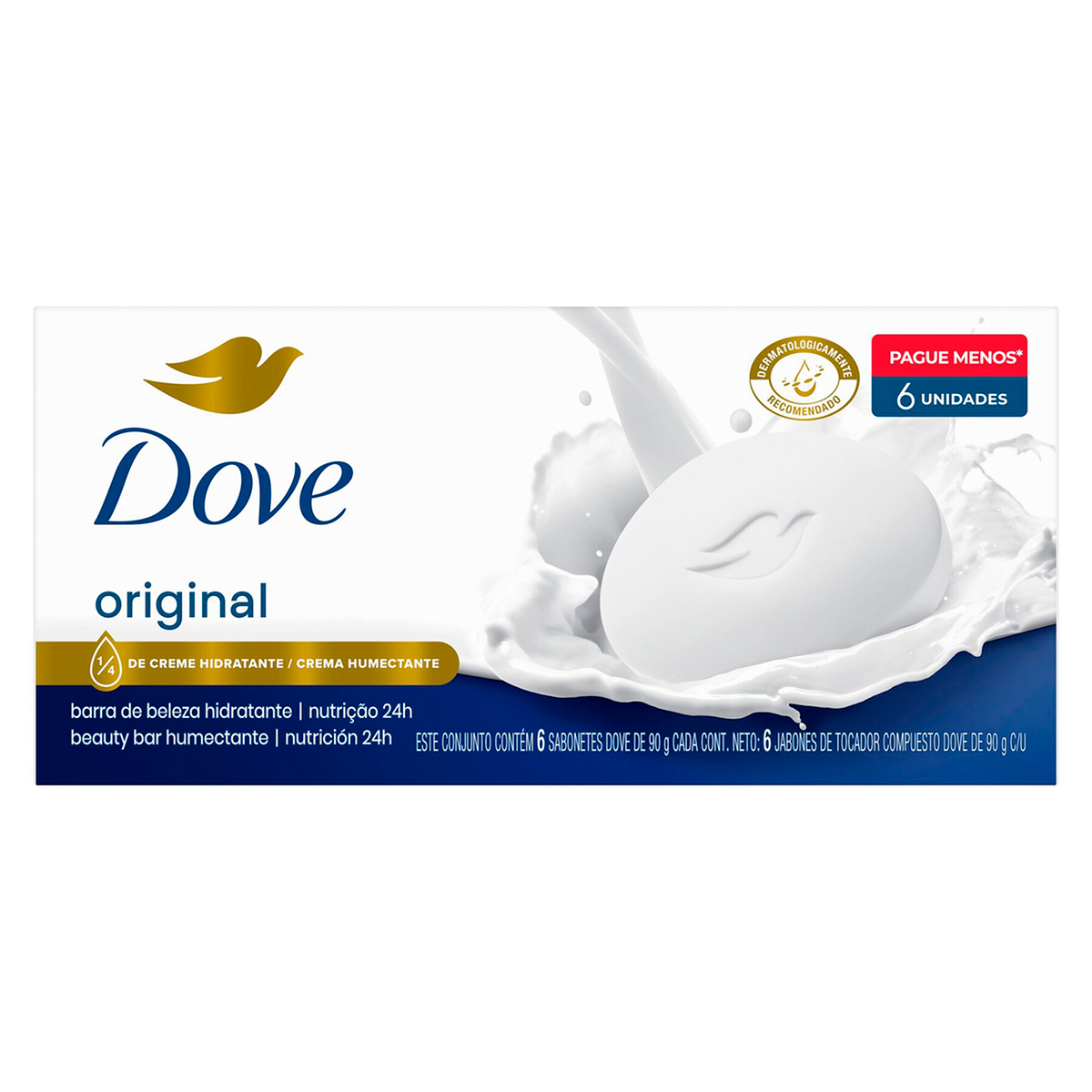Pack Sabonete em Barra Original Dove Cartucho 6 Unidades 90g Cada Leve Mais Pague Menos&nbsp;
