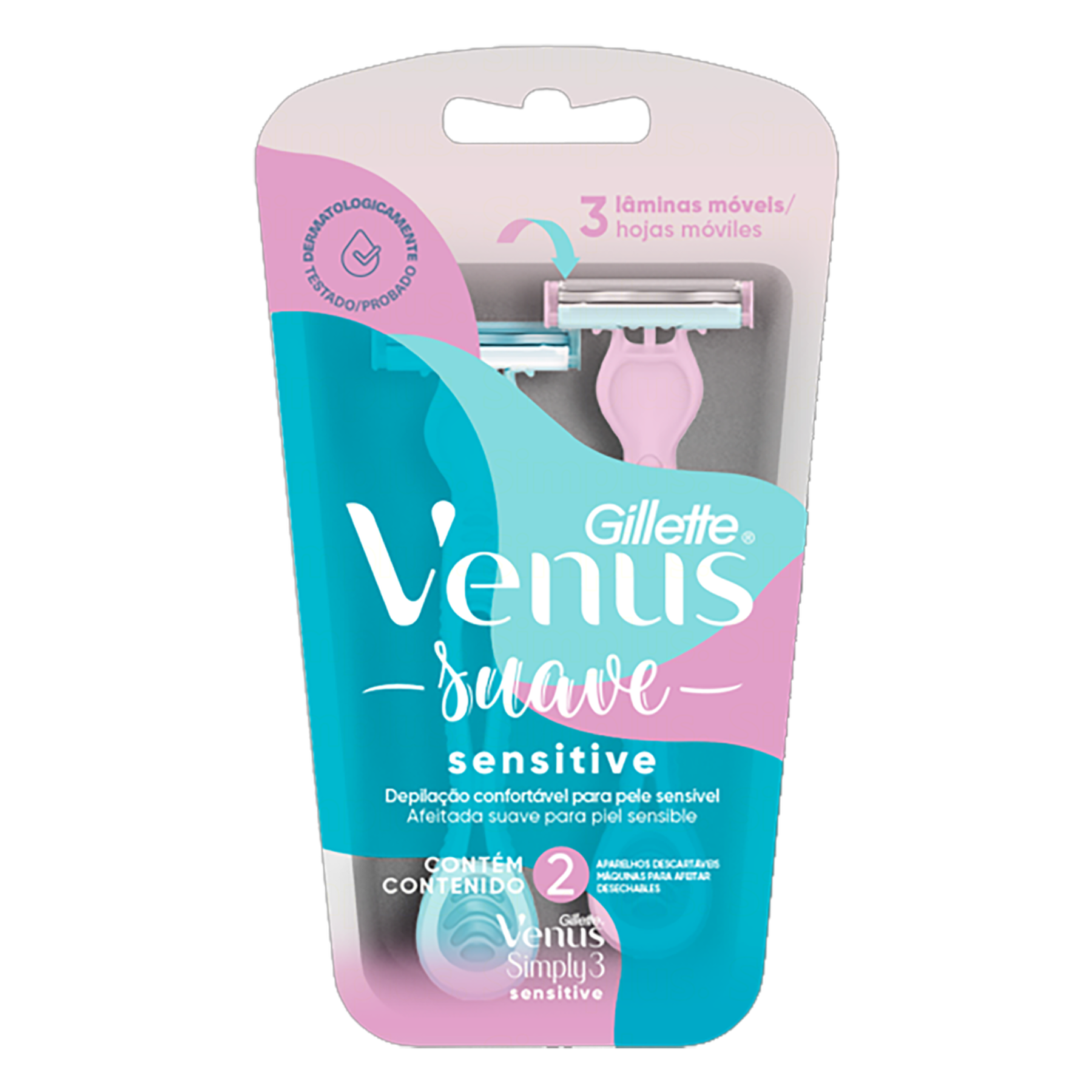 Aparelho Descartável para Depilar Venus Simply3 Sensitive Gillette C/2 Unidades