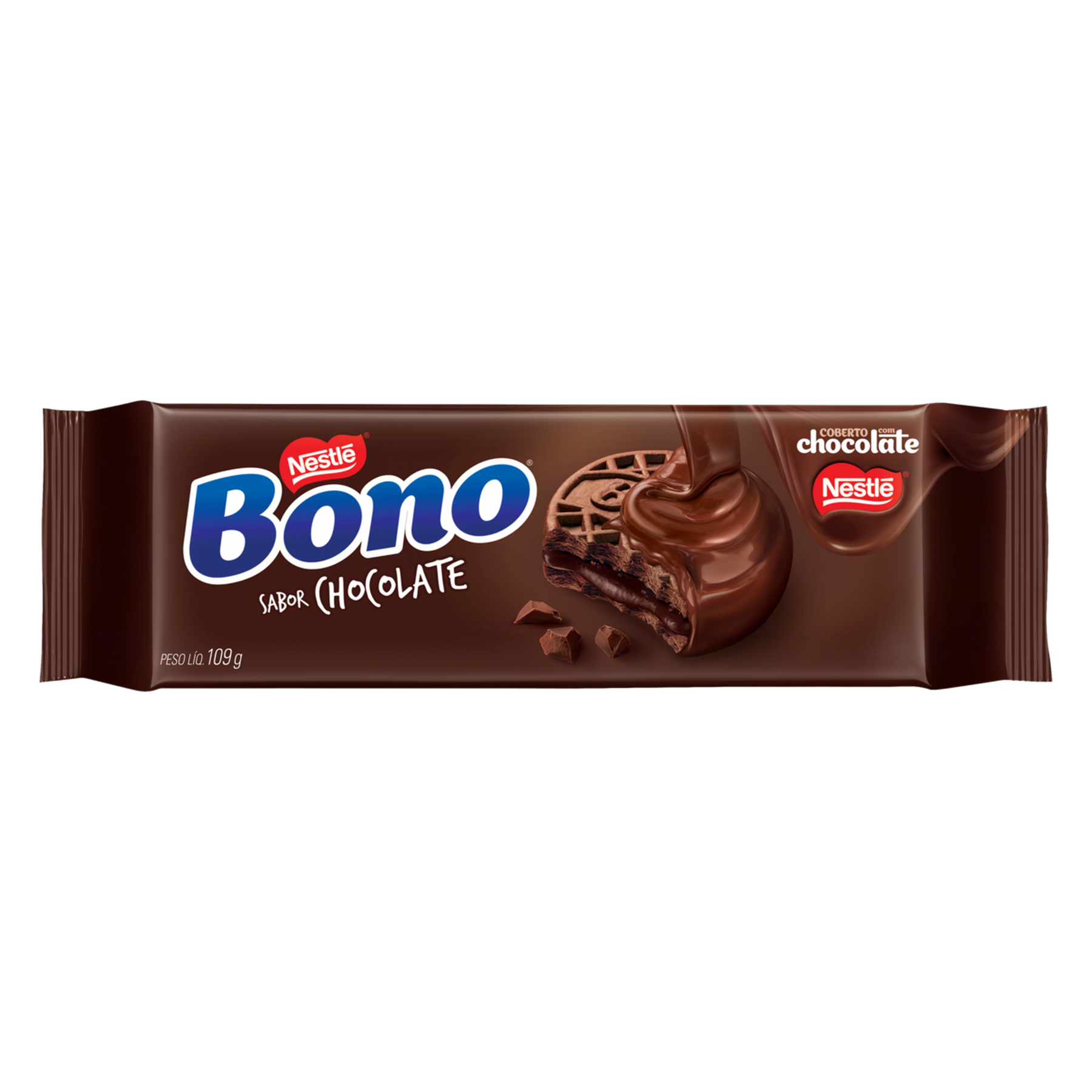Biscoito Recheio Chocolate Cobertura Chocolate ao Leite Nestlé Bono Pacote 109g