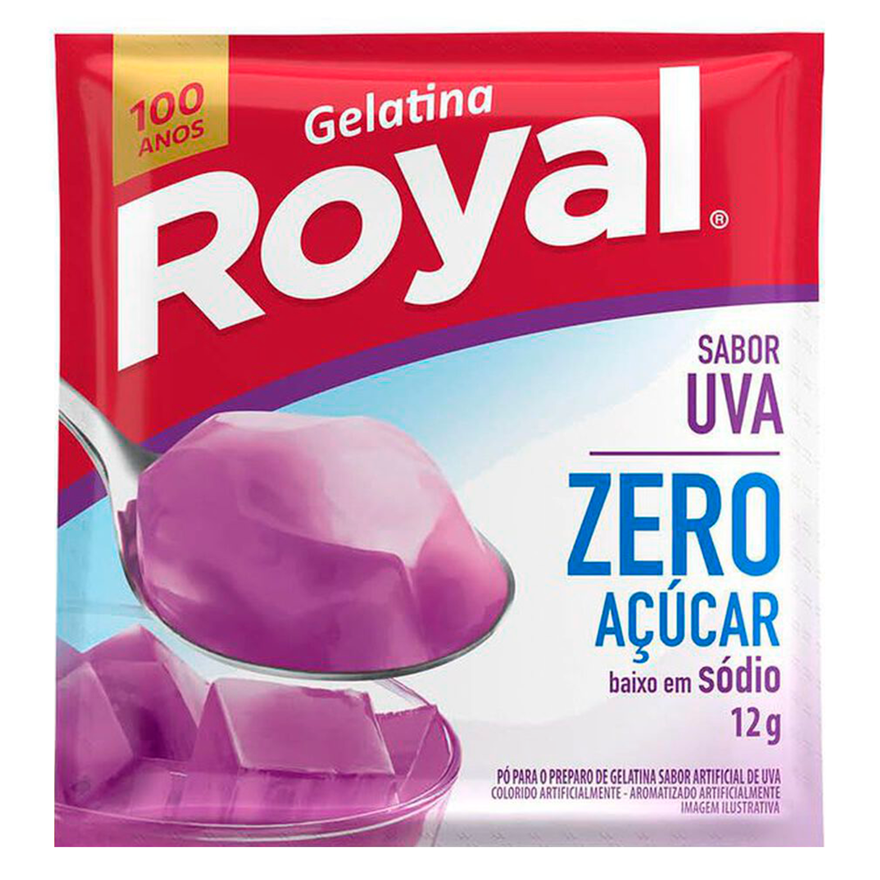 Gelatina em P&oacute; Uva Zero A&ccedil;&uacute;car Royal Pacote 12g&nbsp;